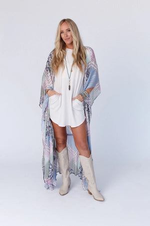 In The Breeze Patchwork Kimono - Sincerely Bailey Boutique