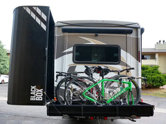 Black Box Cargo Carrier with four bikes on Winnebago