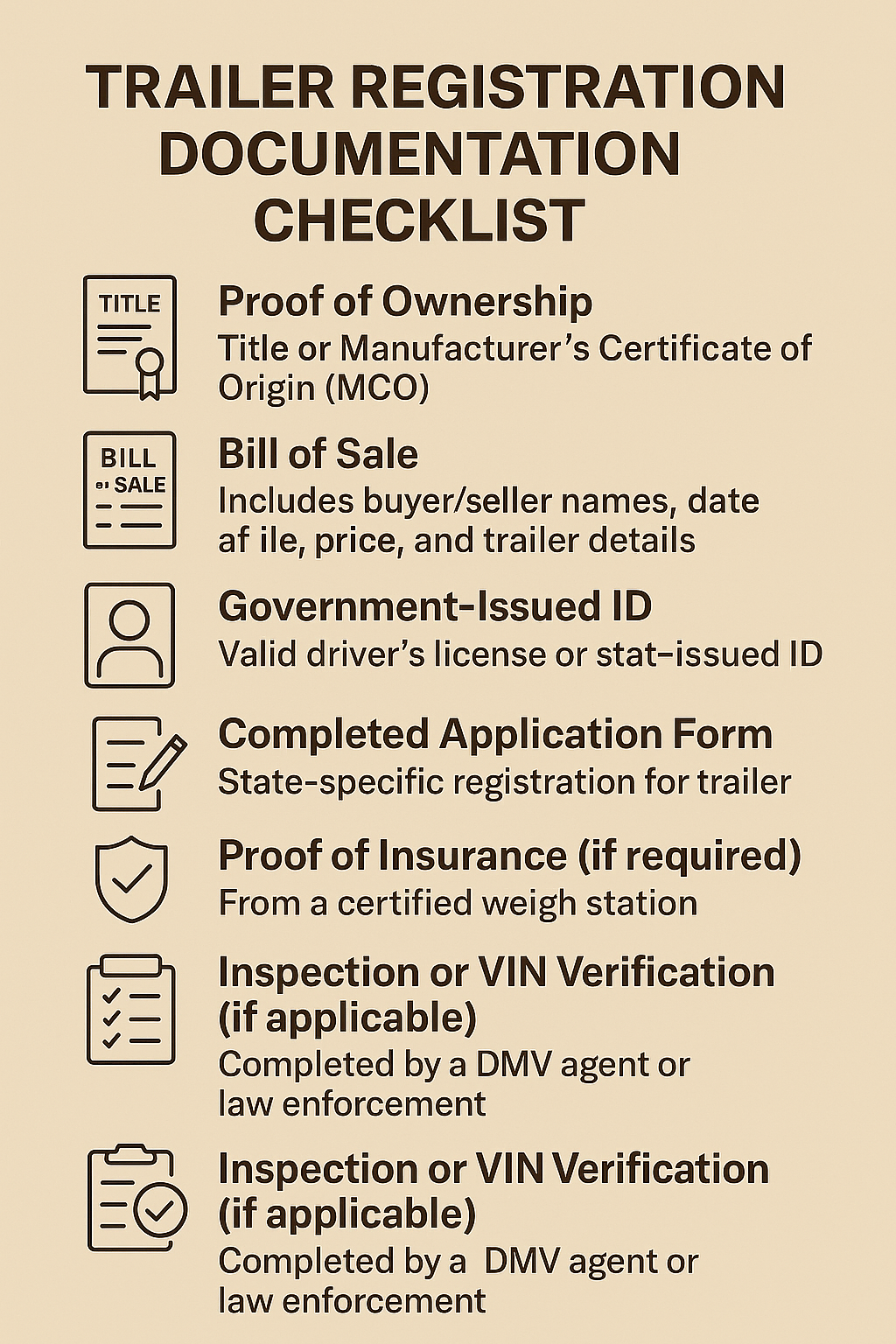 Checklist for Trailer Registration