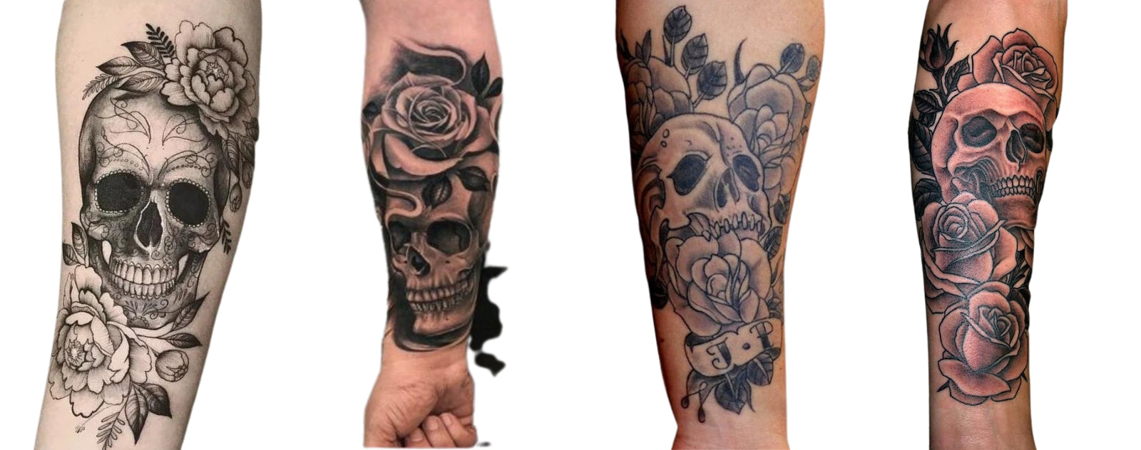 Tatuajes Calaveras con Rosas Antebrazo