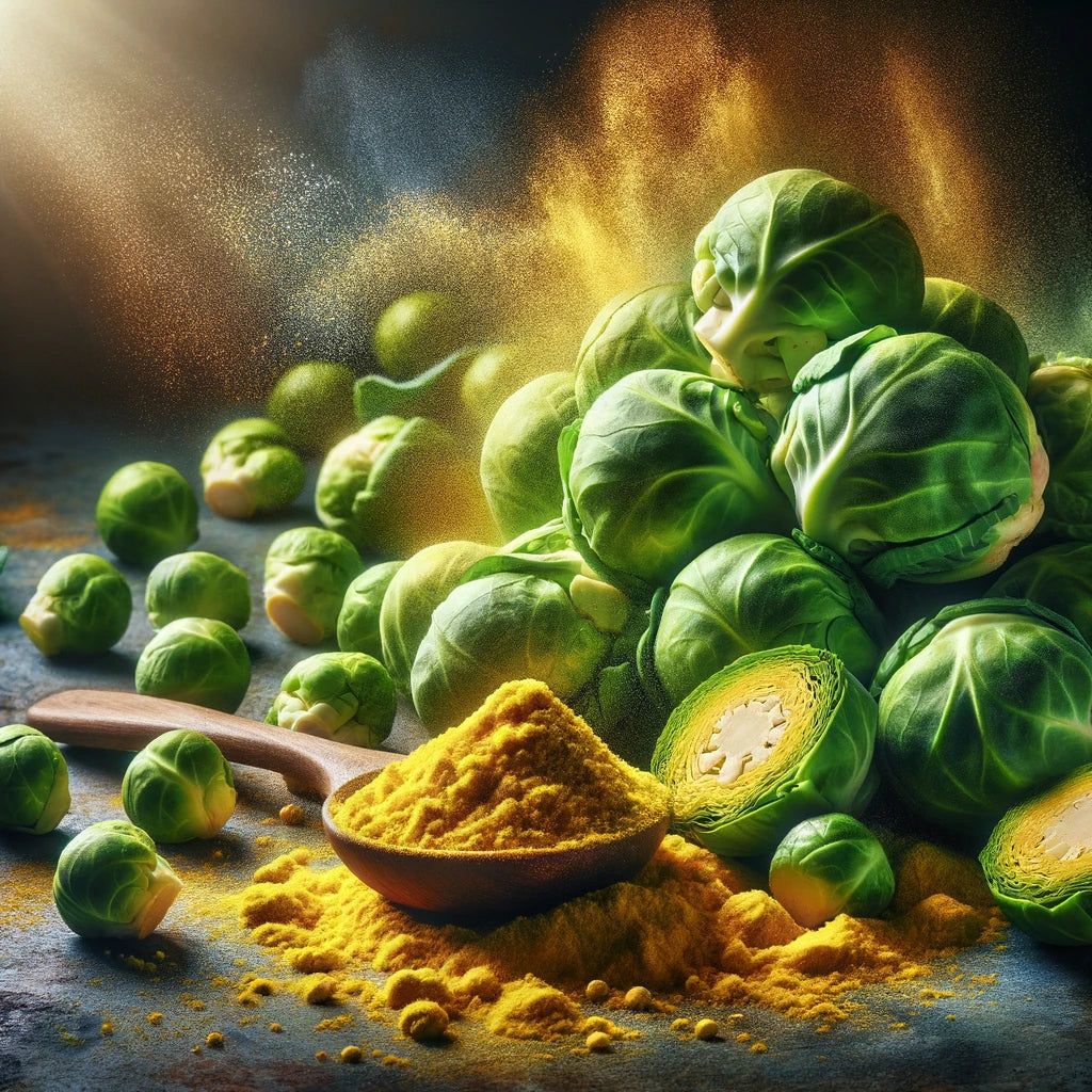 DALL·E 2024-03-08 00.00.34 - Create a powerful visual representation of Brussels Sprouts Powder (Brassica oleracea var. gemmifera), focusing on its health benefits, including rich.webp__PID:4ee82219-0b6a-4b4e-b21f-30122c3b0ec6