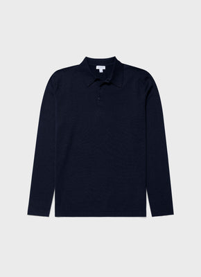 シーアイランドコットンニットポロシャツ（Light Navy）| Sunspel