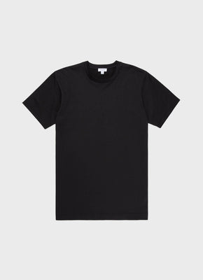 モックネック（ヘビーウェイト）Tシャツ（Black）| Sunspel