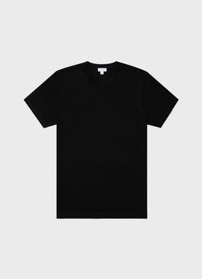 モックネック（ヘビーウェイト）Tシャツ（Black）| Sunspel