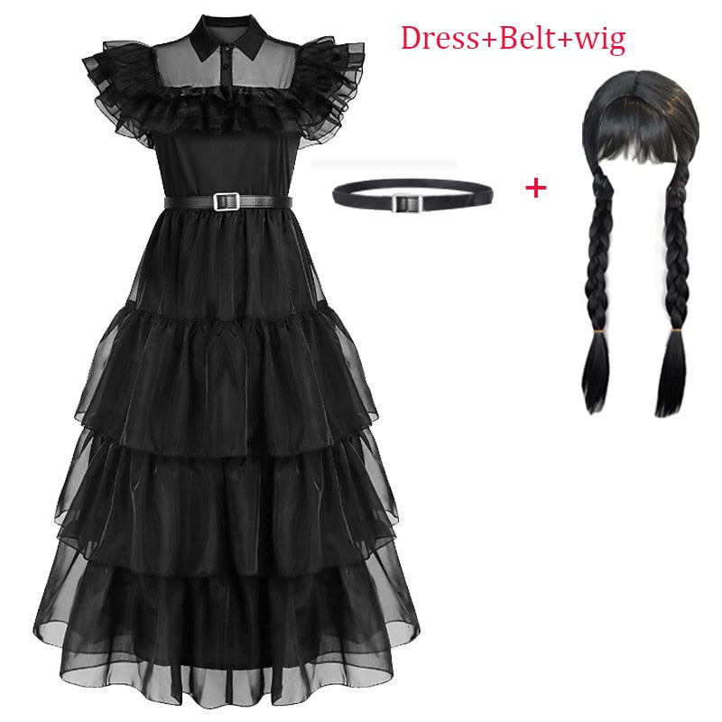 Novedad vestido de fiesta de Merlina Addams de 4 a 14 años –  HOMEBEAUTYANDFUN