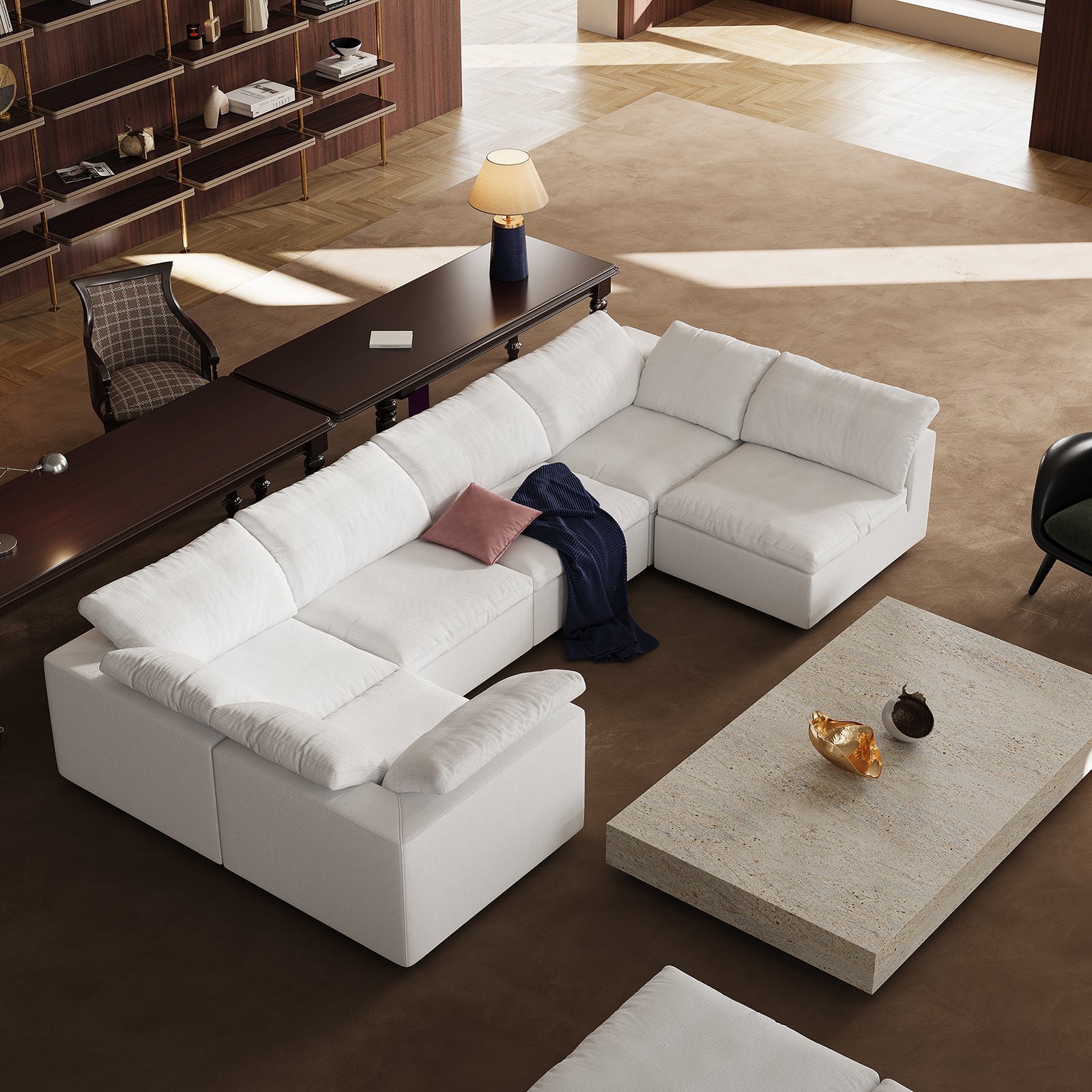 Tender Wabi-Sabi U-Shaped Sectional with One Open End