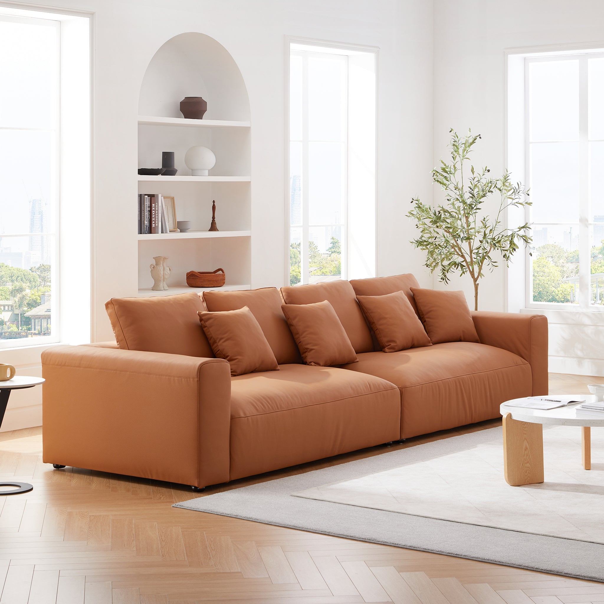 Nathan Orange Leather Sofa And Sectional