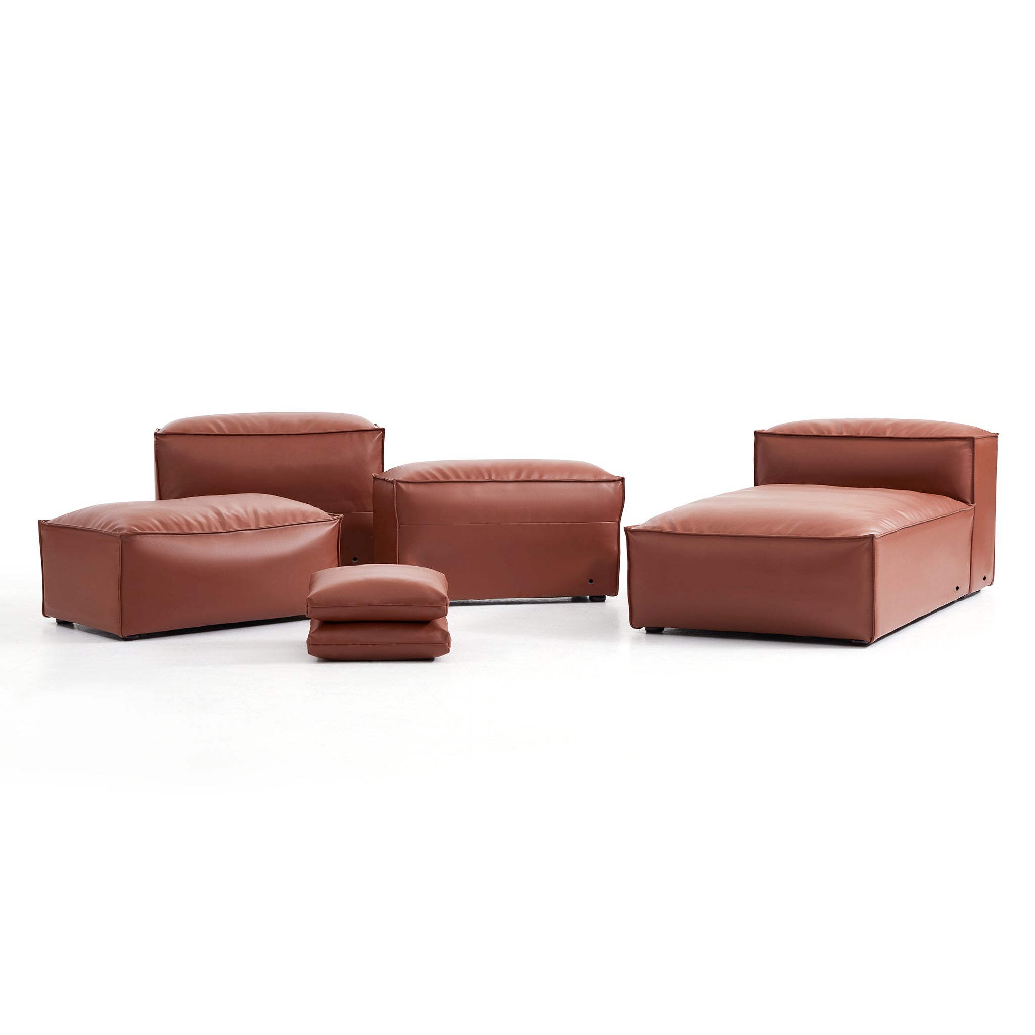 Flex Modular Brown Genuine Leather Double-Sided Sectional