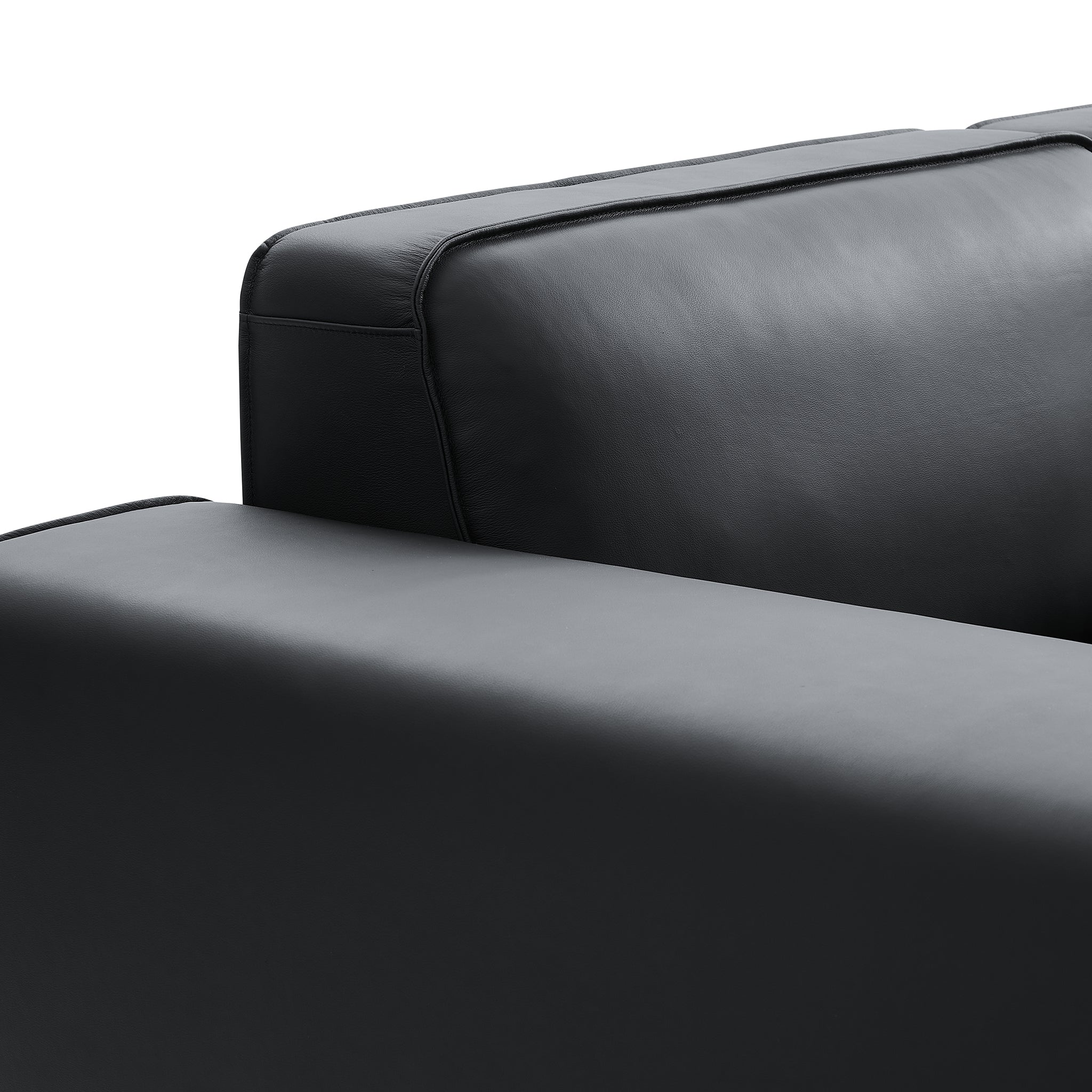 Domus Modular Black Leather Double Chaise Sectional