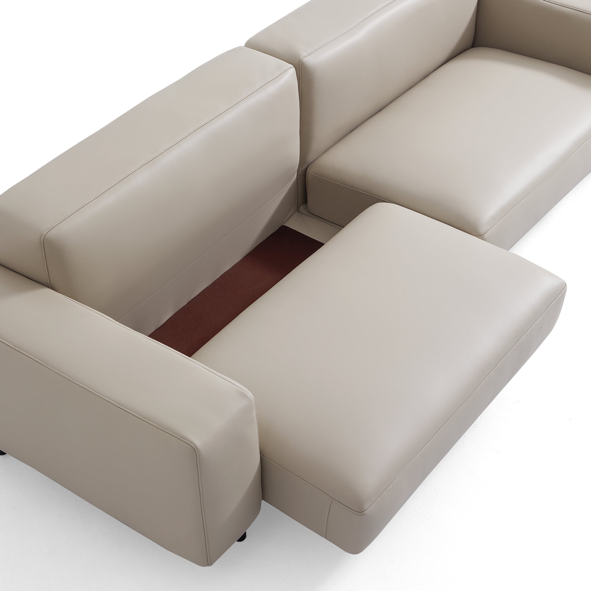 Noble Beige Leather Sofa Set and Ottoman
