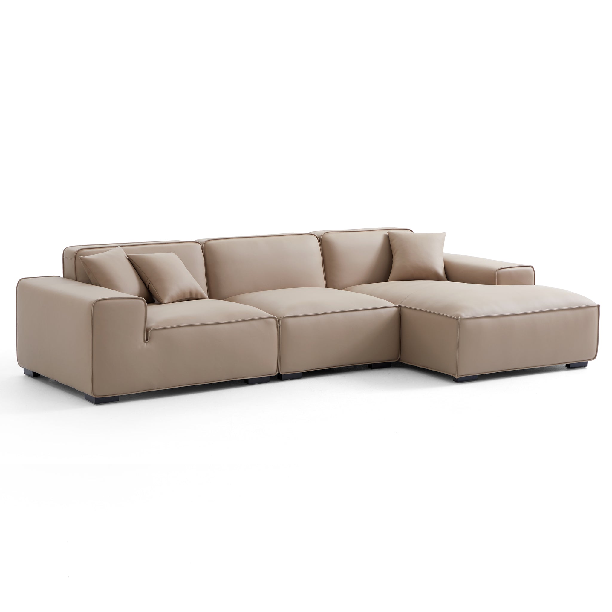 Domus Modular Khaki Leather Sectional Sofa