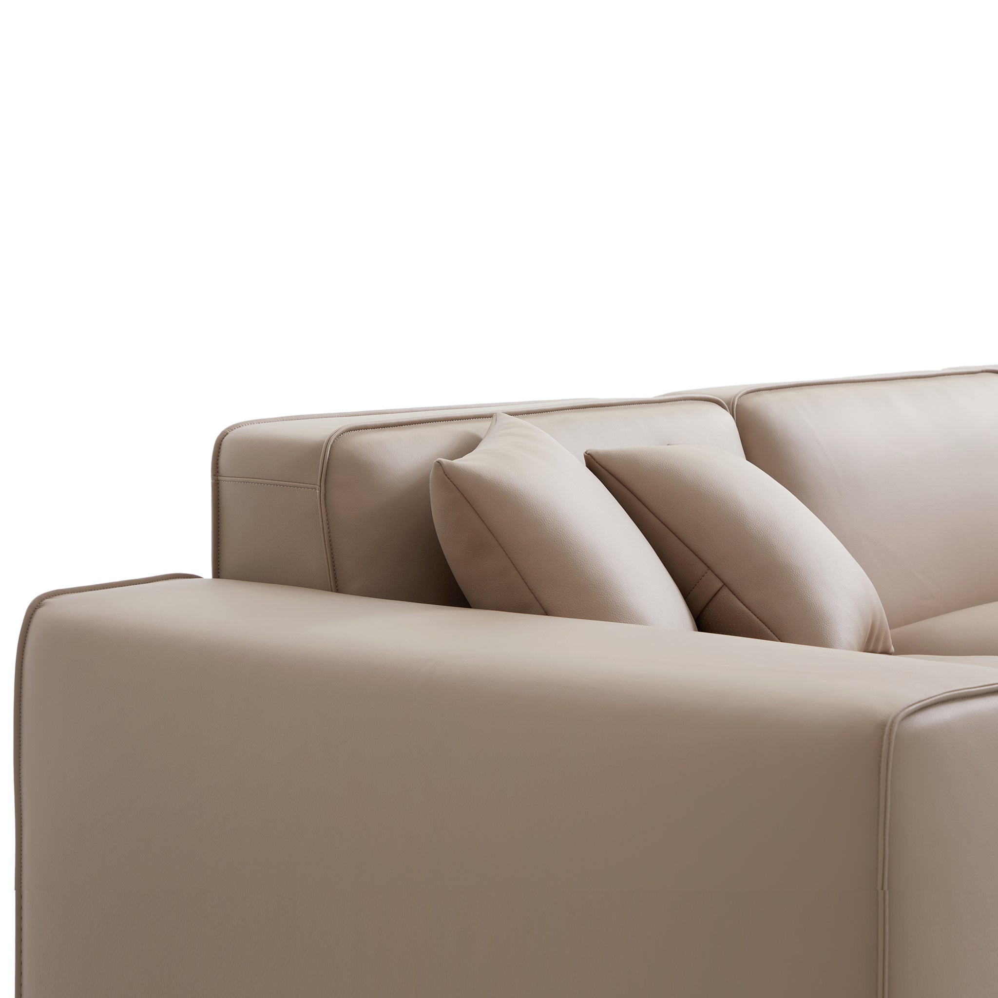 Domus Modular Khaki Leather Sofa and Ottoman