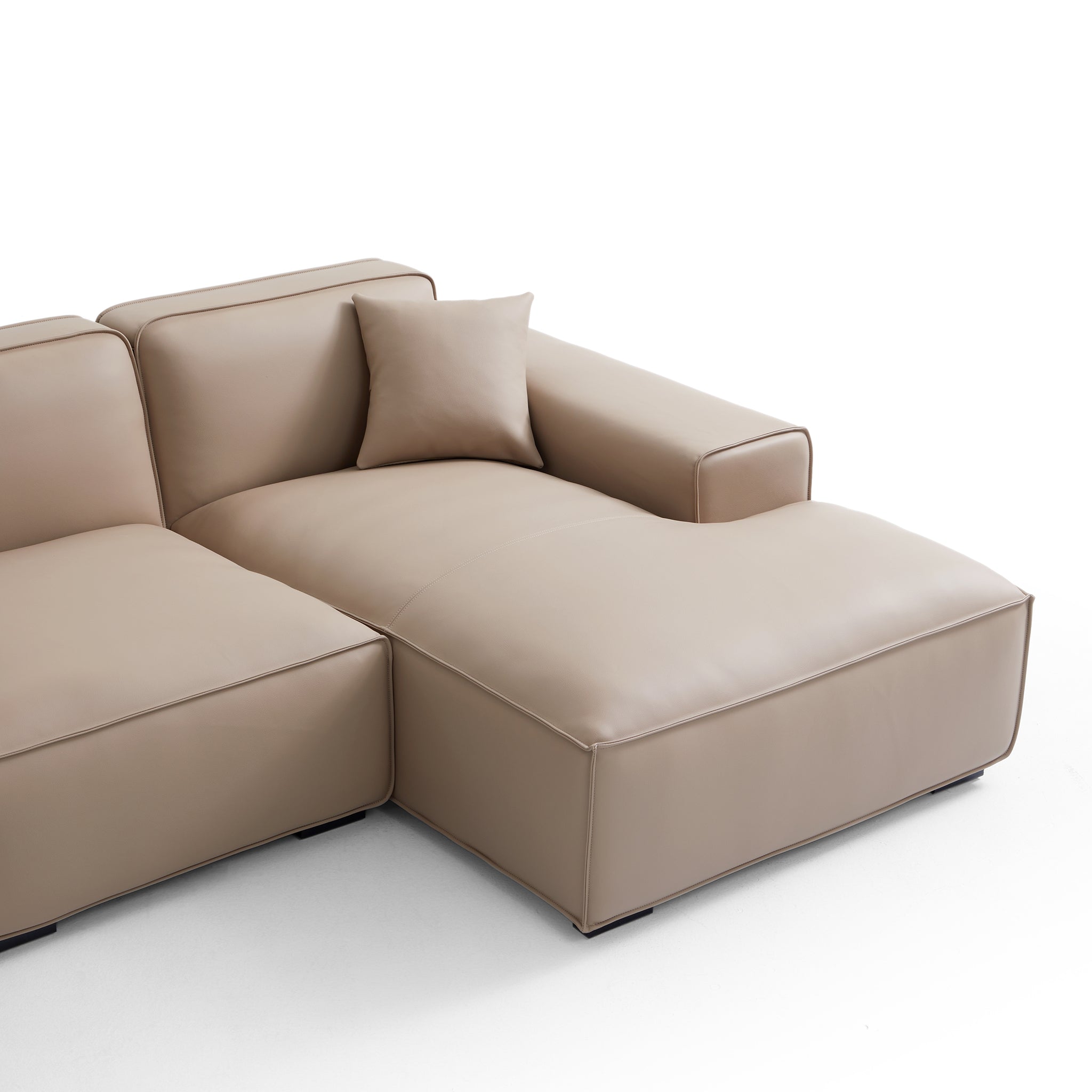 Domus Modular Khaki Leather U-Shaped Sectional Sofa