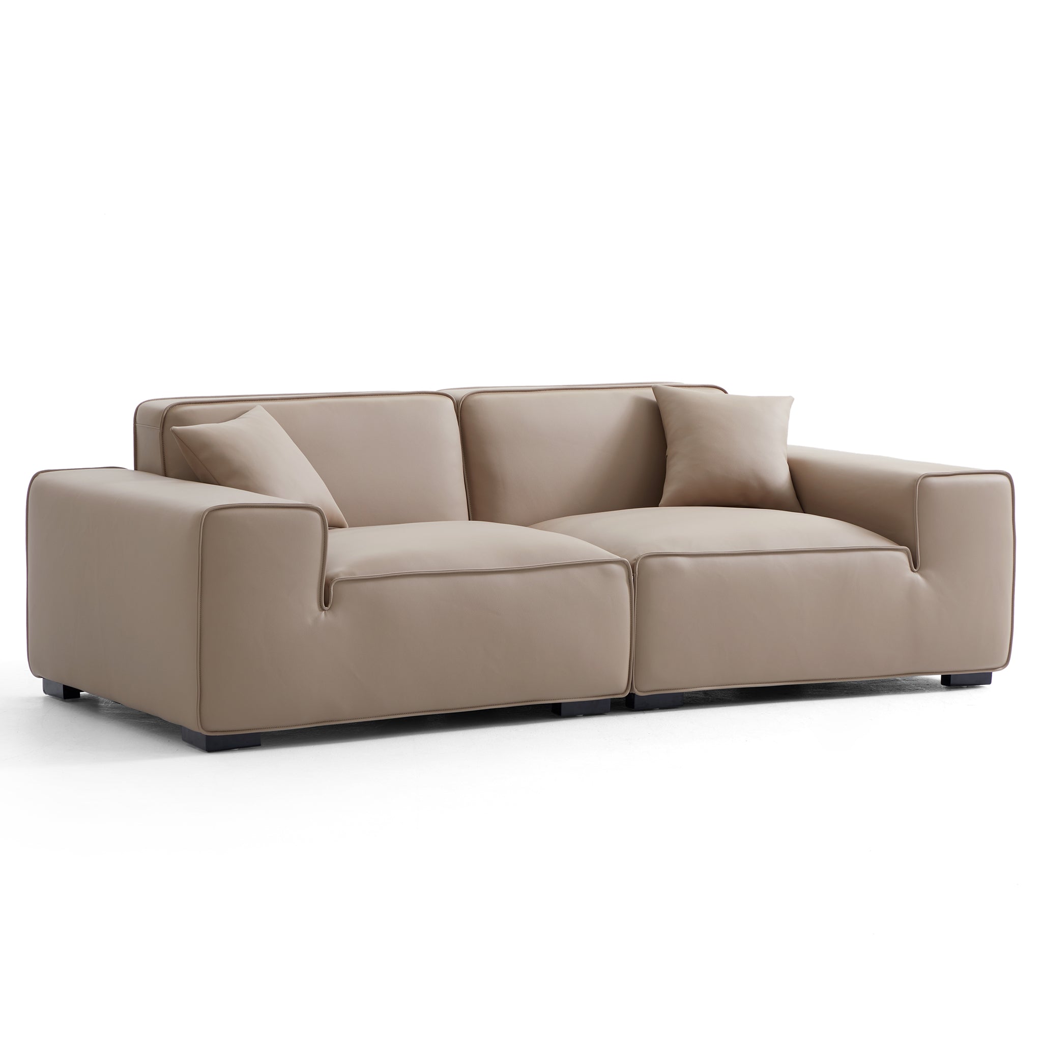Domus Modular Khaki Leather Sofa