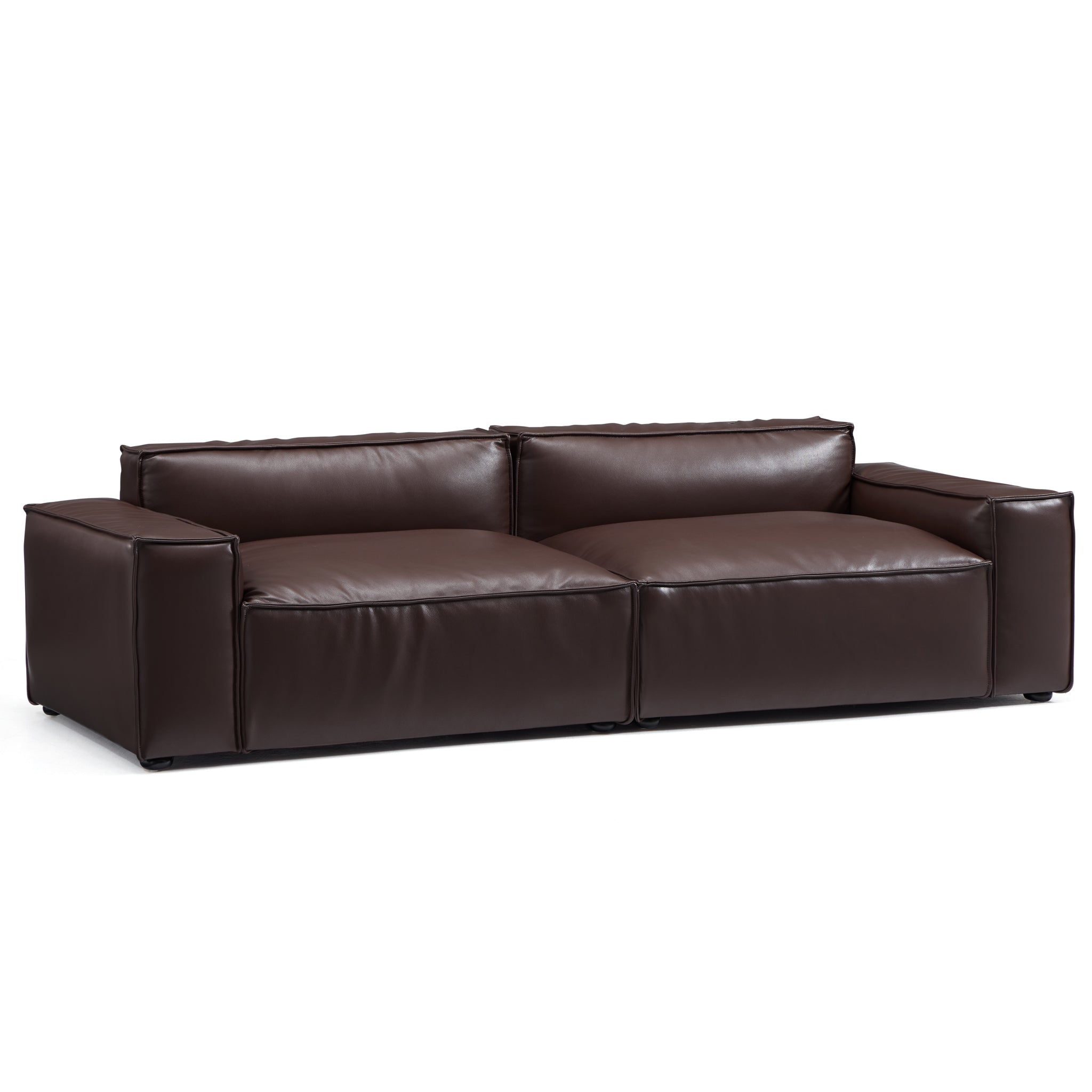 Luxury Minimalist Dark Brown Leather Sofa