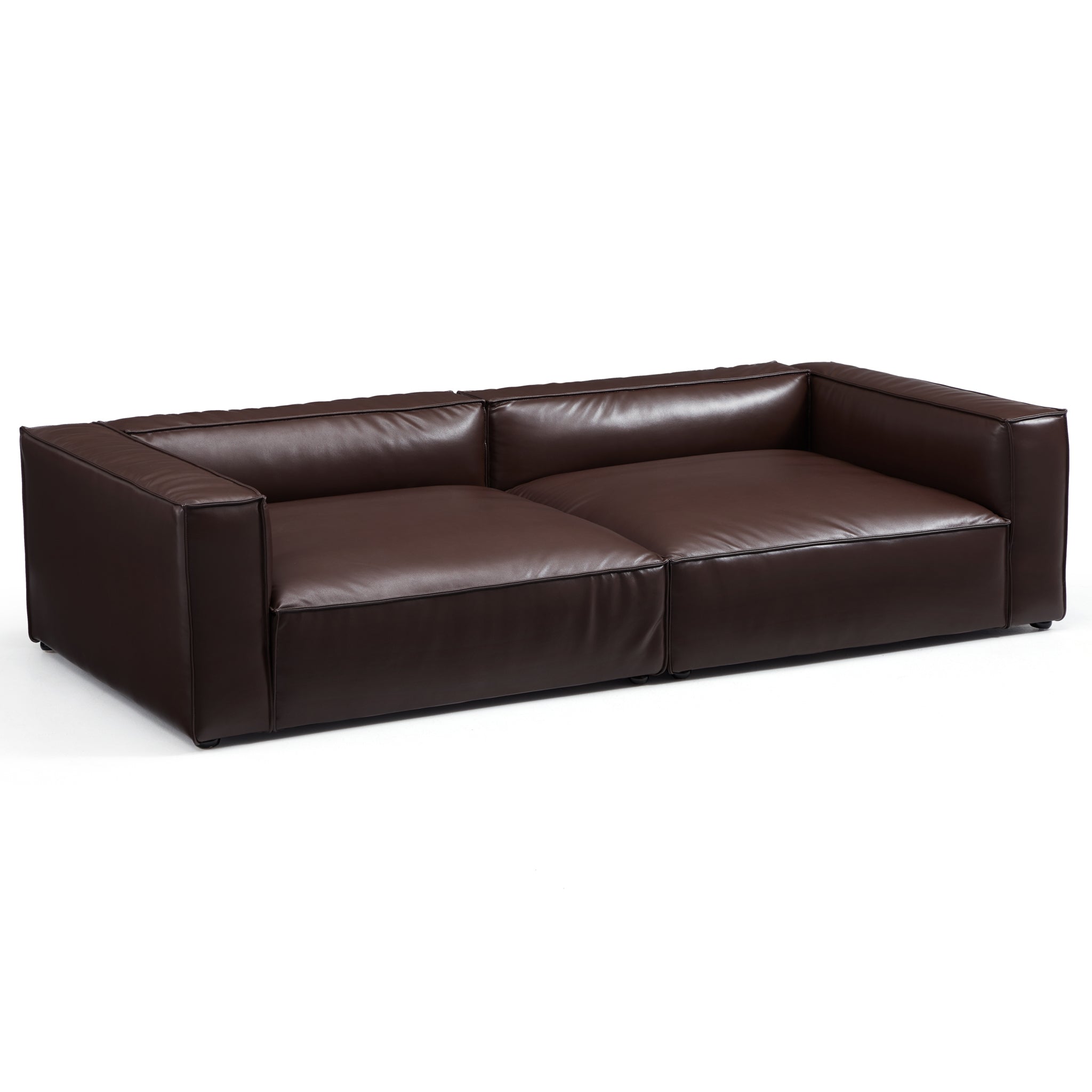 Luxury Minimalist Dark Brown Leather Daybed Sofa