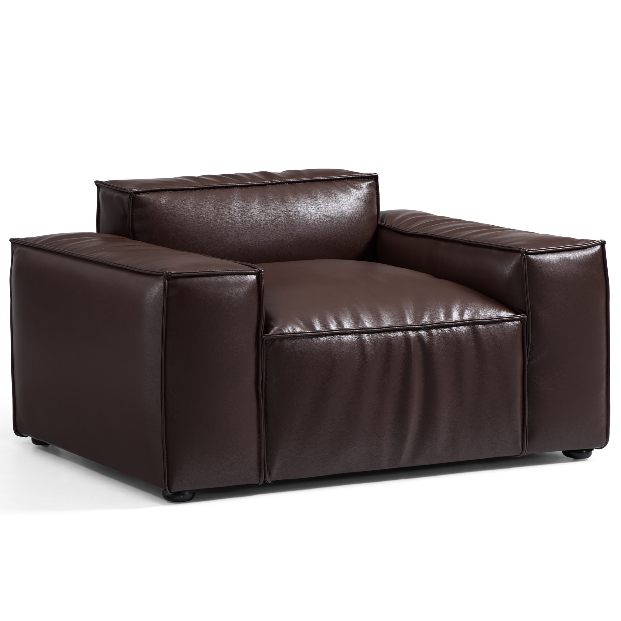 Luxury Minimalist Dark Brown Leather Armchair