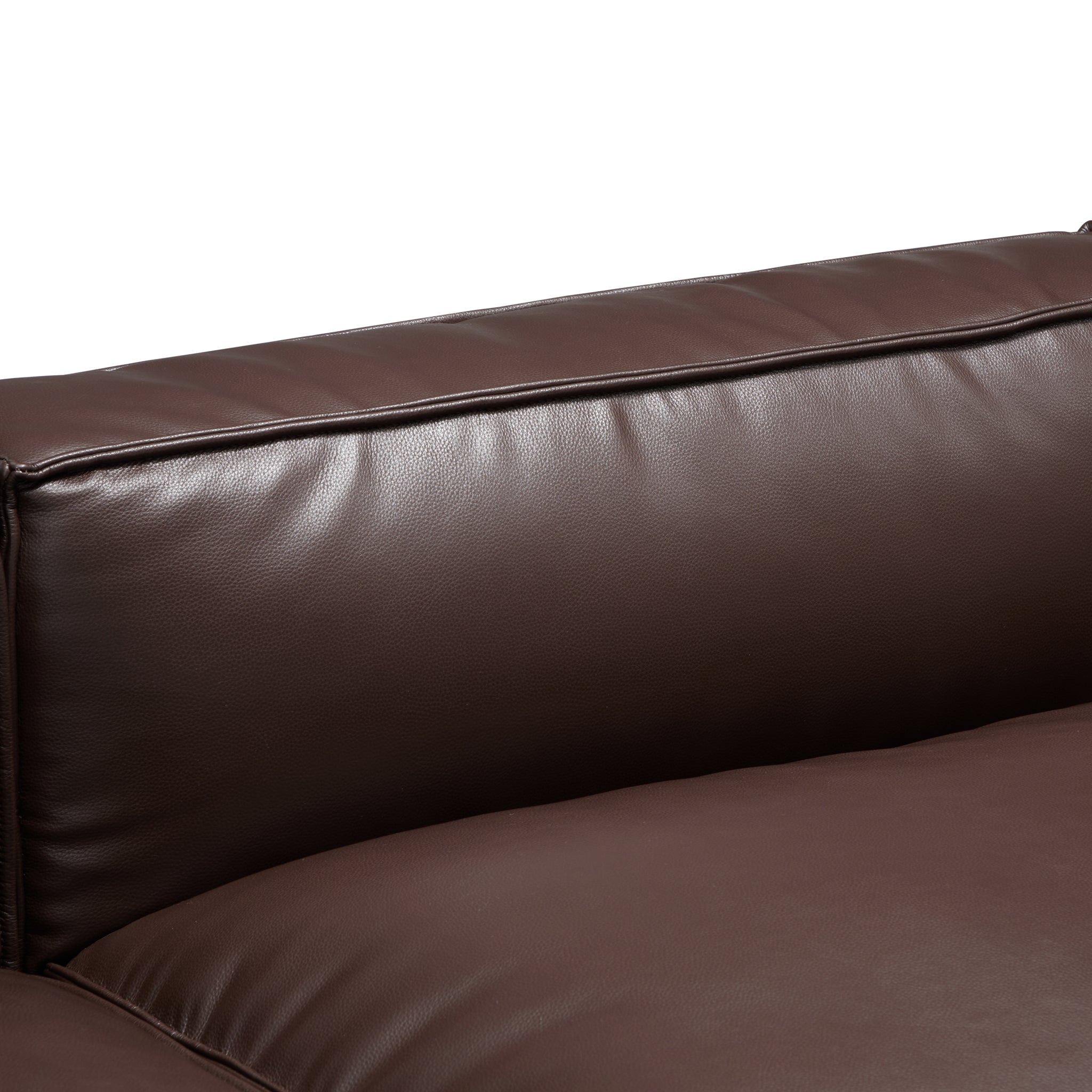 Luxury Minimalist Dark Brown Leather Sofa and Ottoman