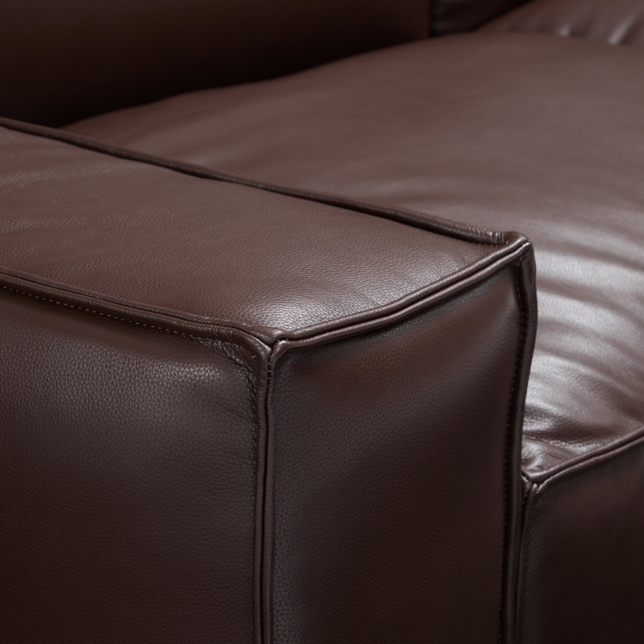 Luxury Minimalist Dark Brown Leather Sectional