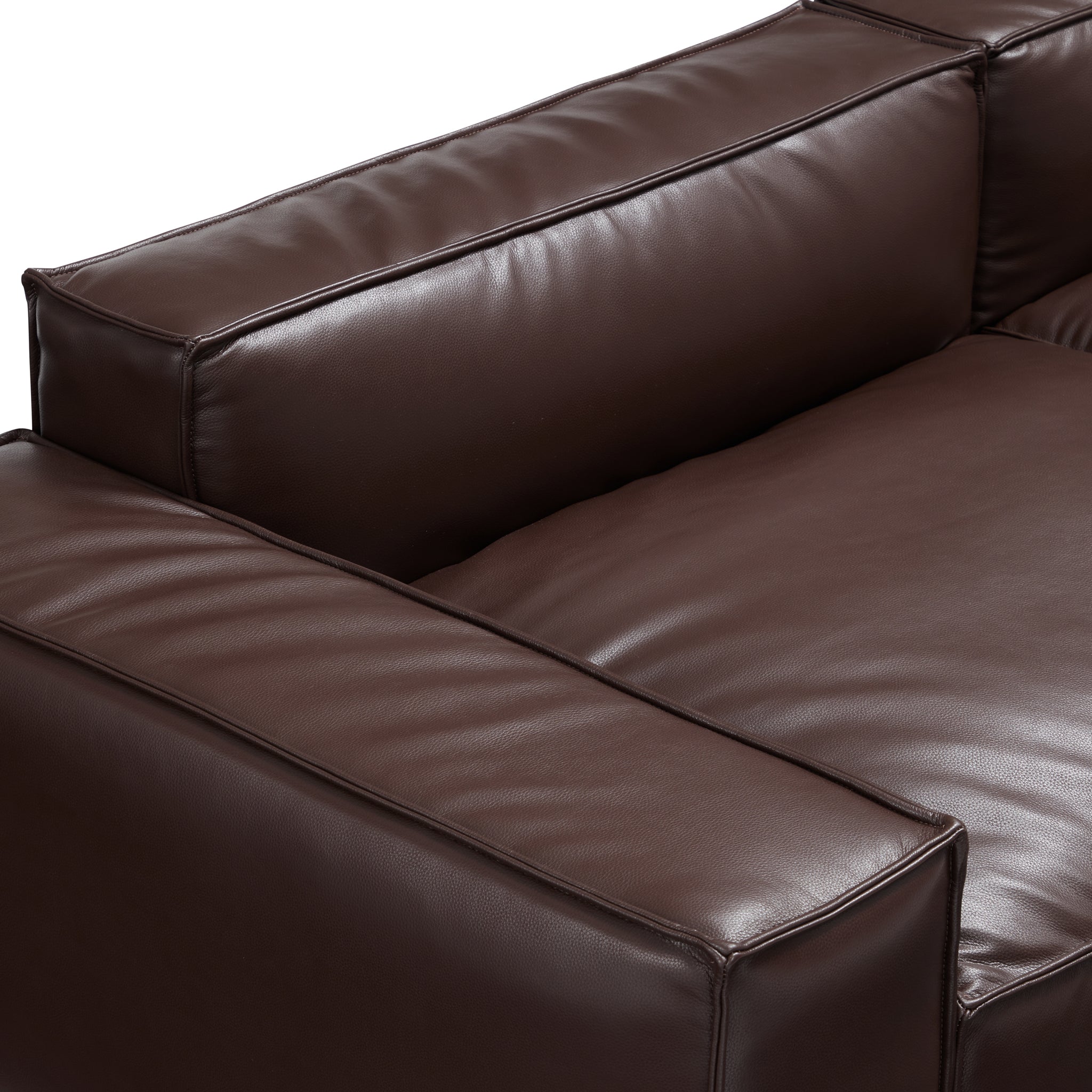 Luxury Minimalist Dark Brown Leather Sofa