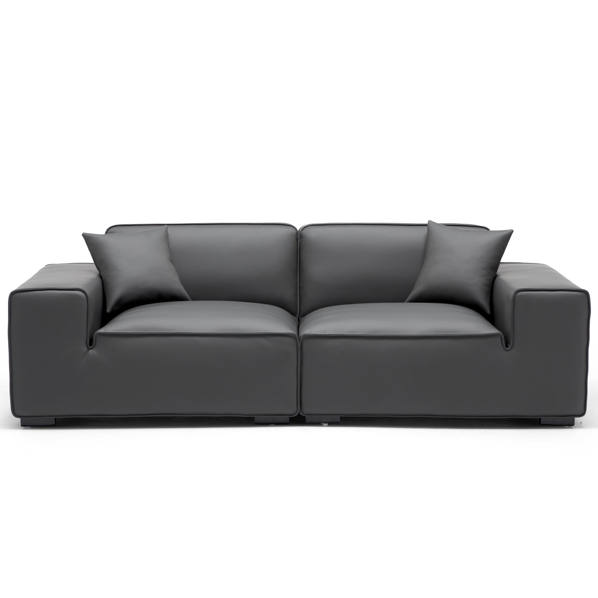 Domus Modular Dark Gray Leather Sofa