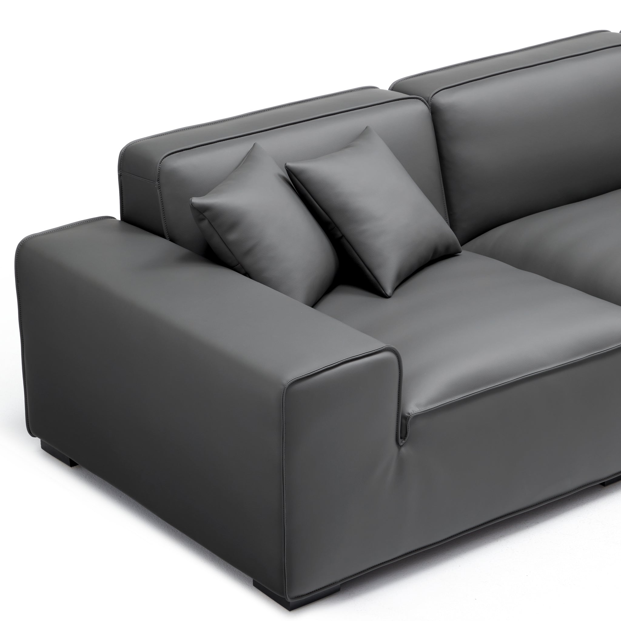 Domus Modular Dark Gray Leather Sofa