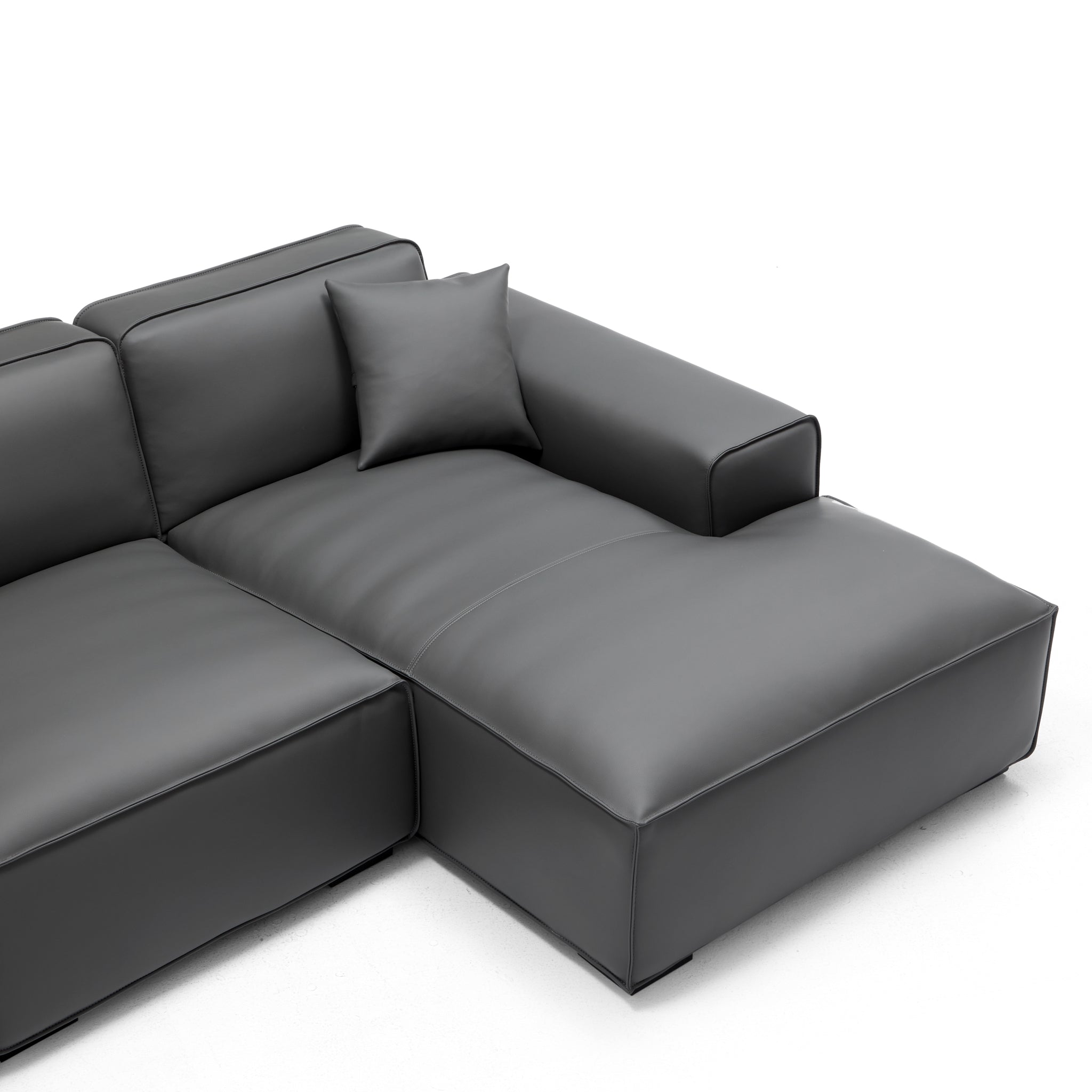 Domus Modular Dark Gray Leather Sectional Sofa