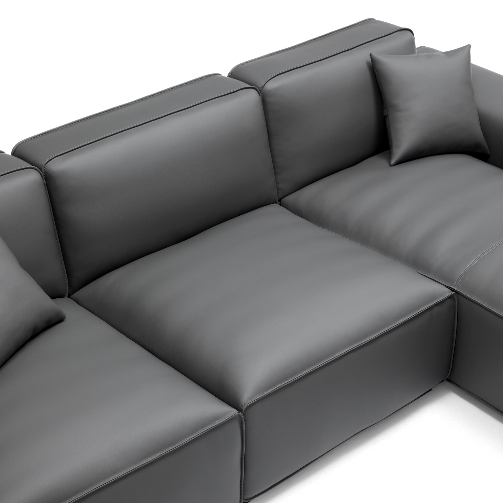Domus Modular Dark Gray Leather U-Shaped Sectional Sofa