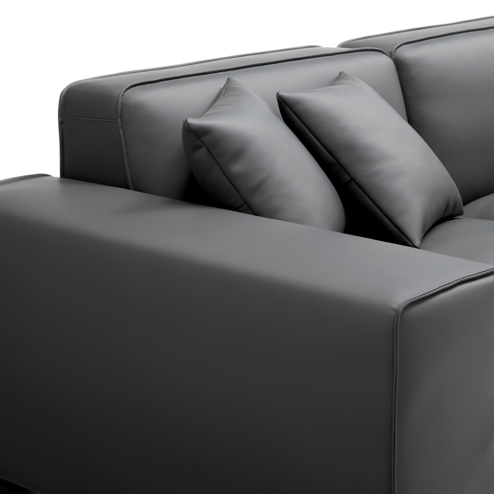 Domus Modular Dark Gray Leather Sofa and Ottoman