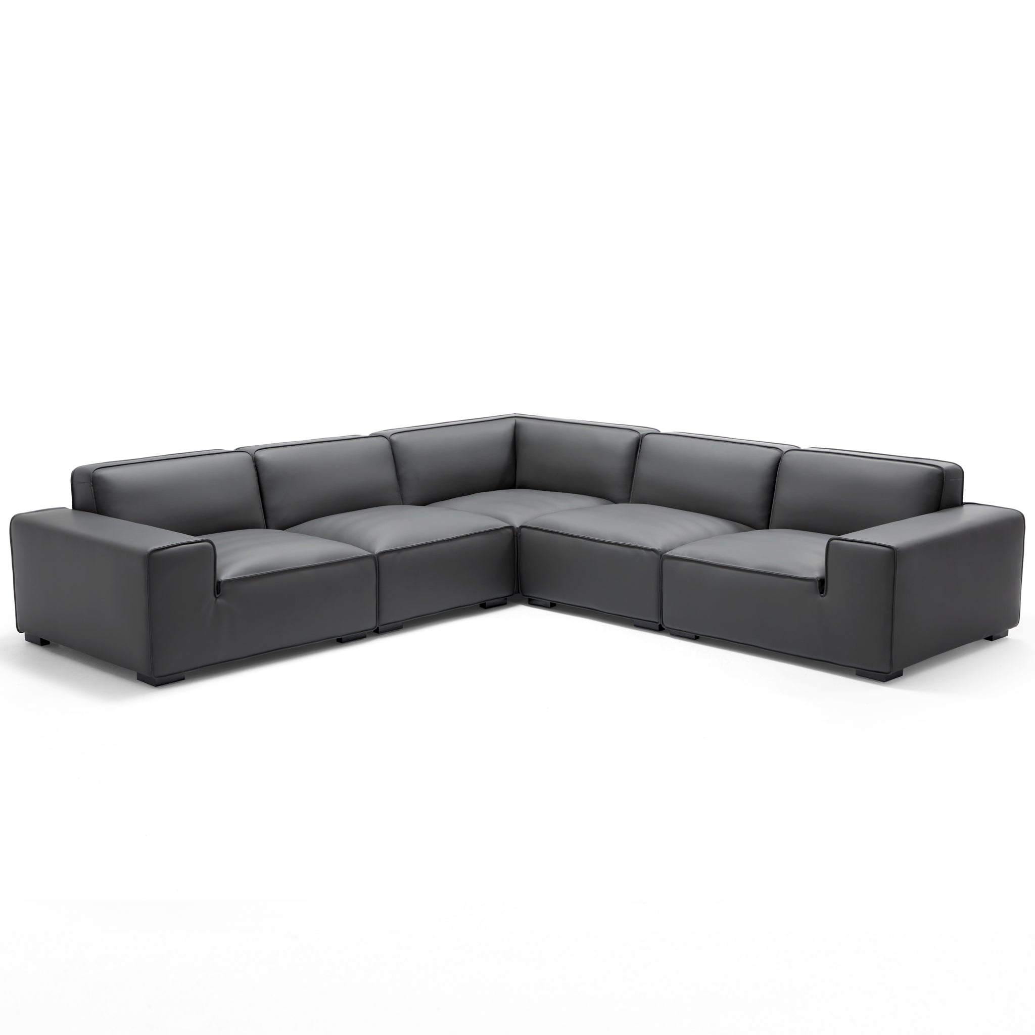 Domus Modular Dark Gray Leather L-Shaped Sectional