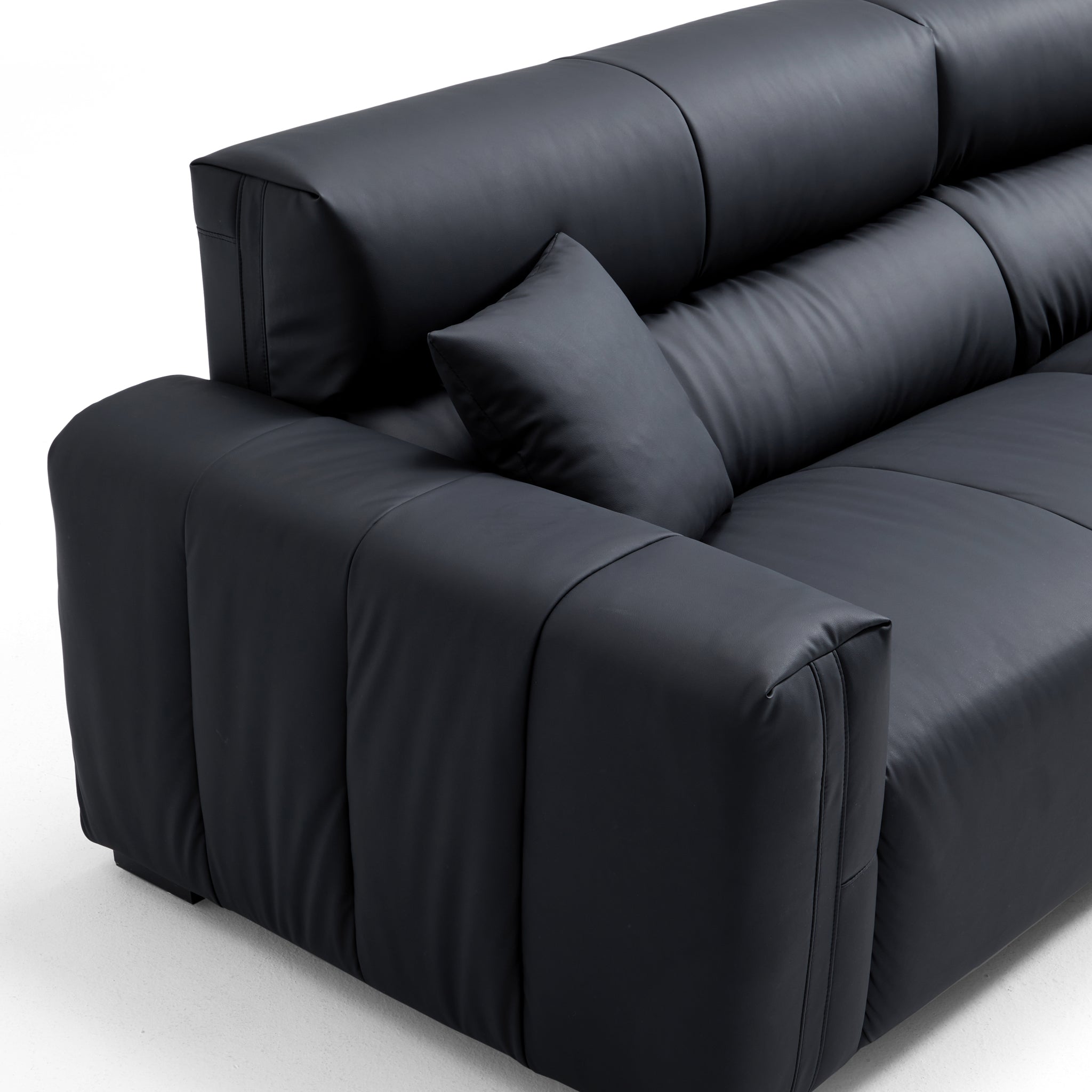 Noir Luxe Black Genuine Leather Sofa
