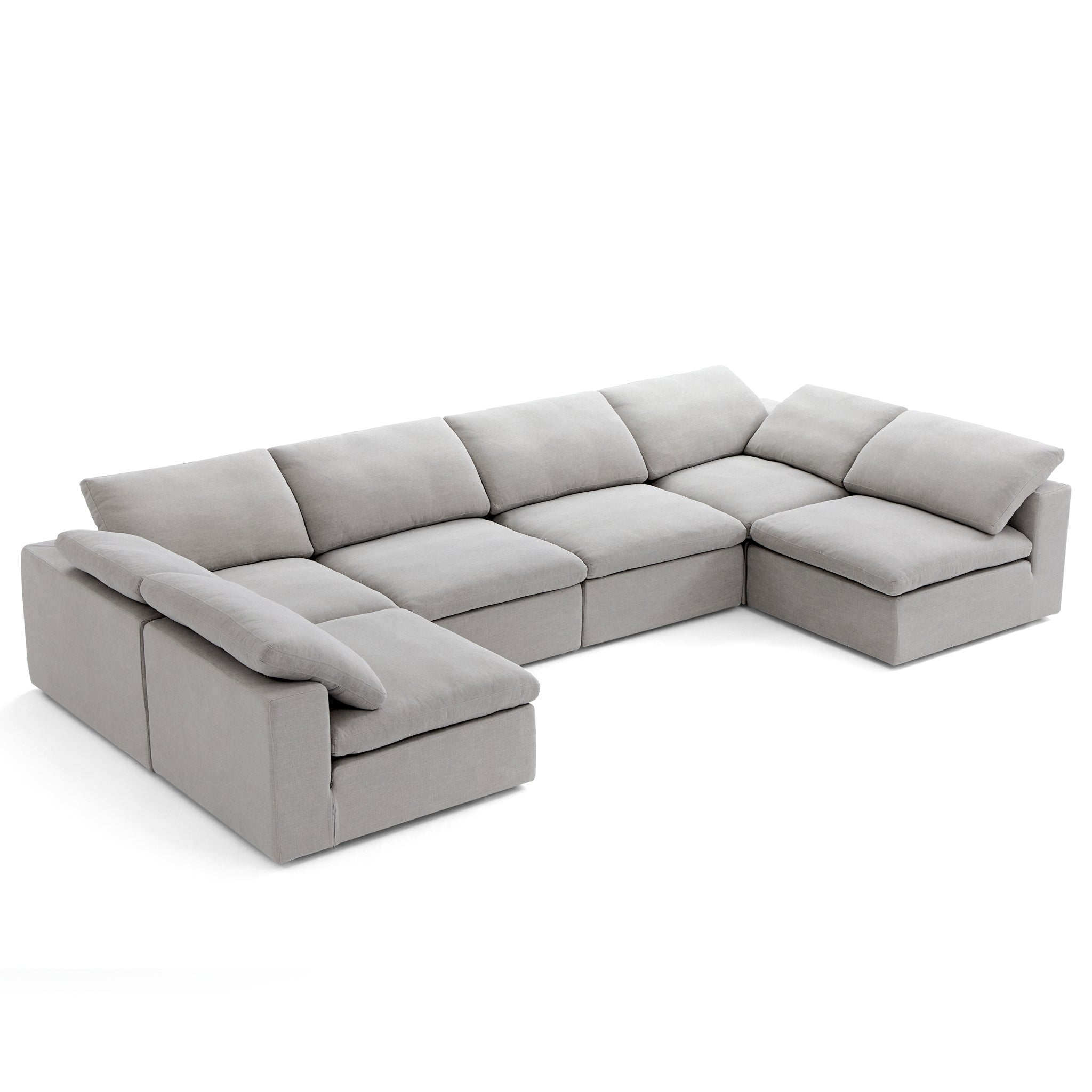 Tender Wabi-Sabi Light Gray U-Shaped Sectional with Open Ends