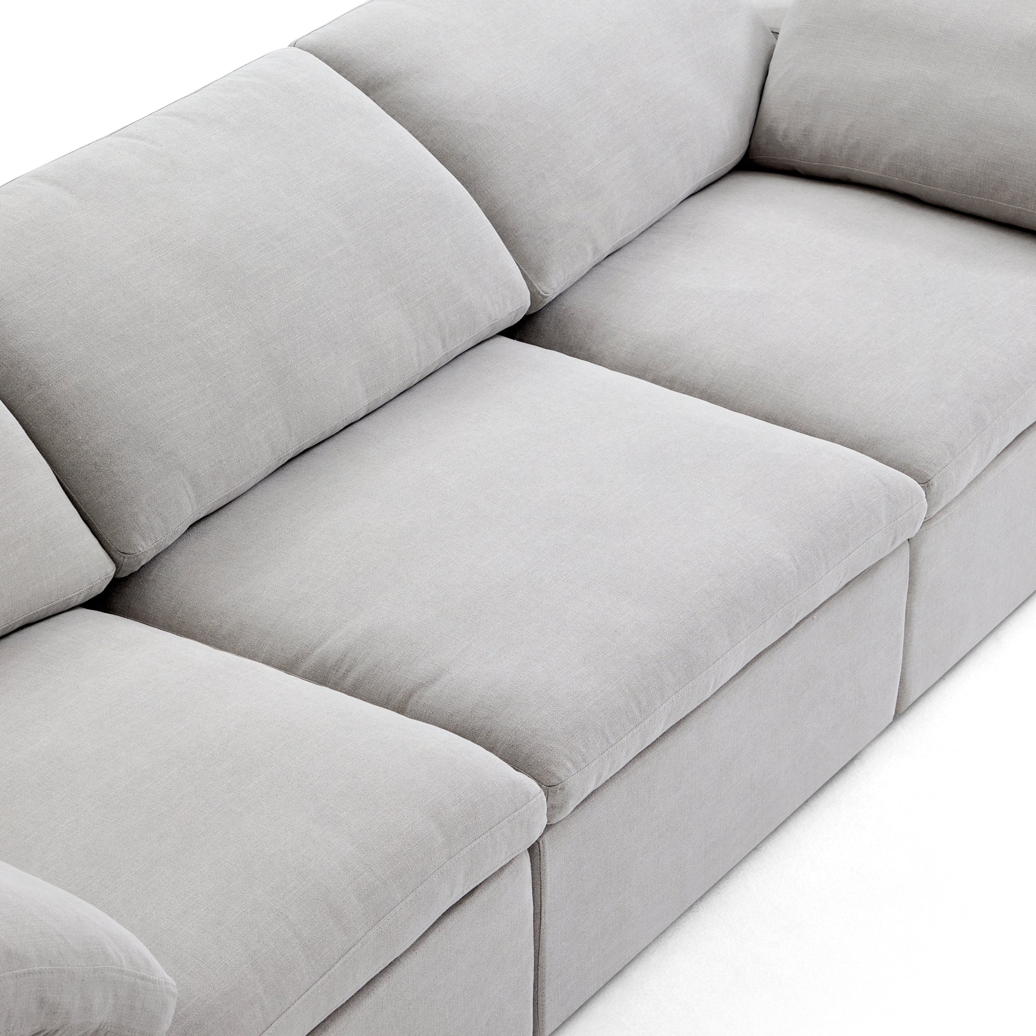 Tender Wabi-Sabi Light Gray Sofa and Ottoman