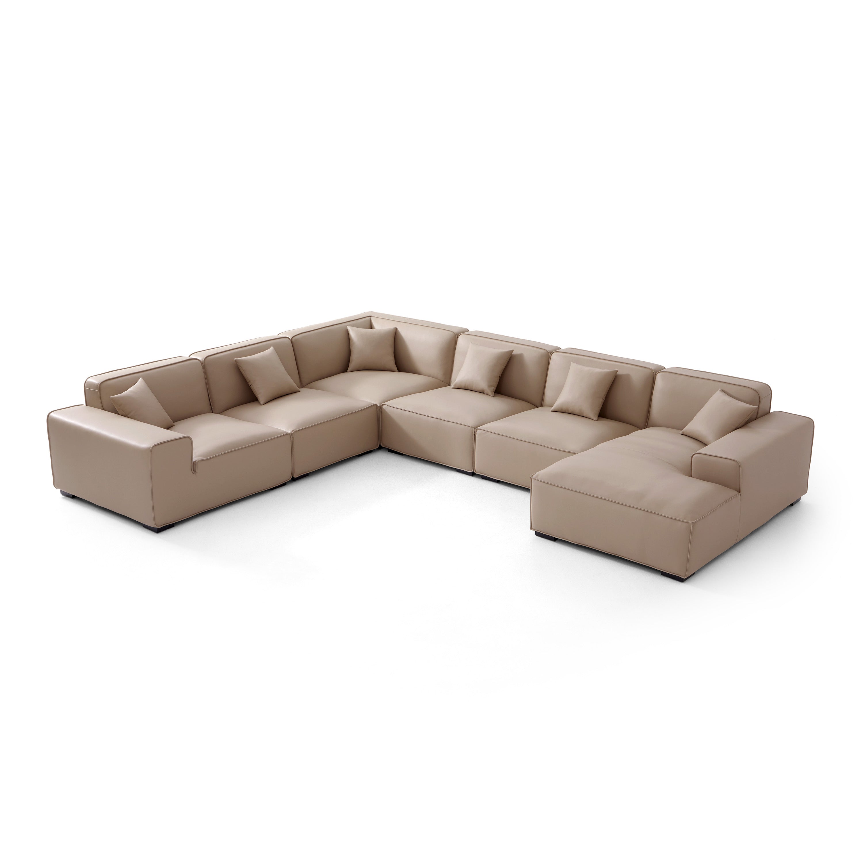 Domus Modular Khaki Leather Sectional Sofa