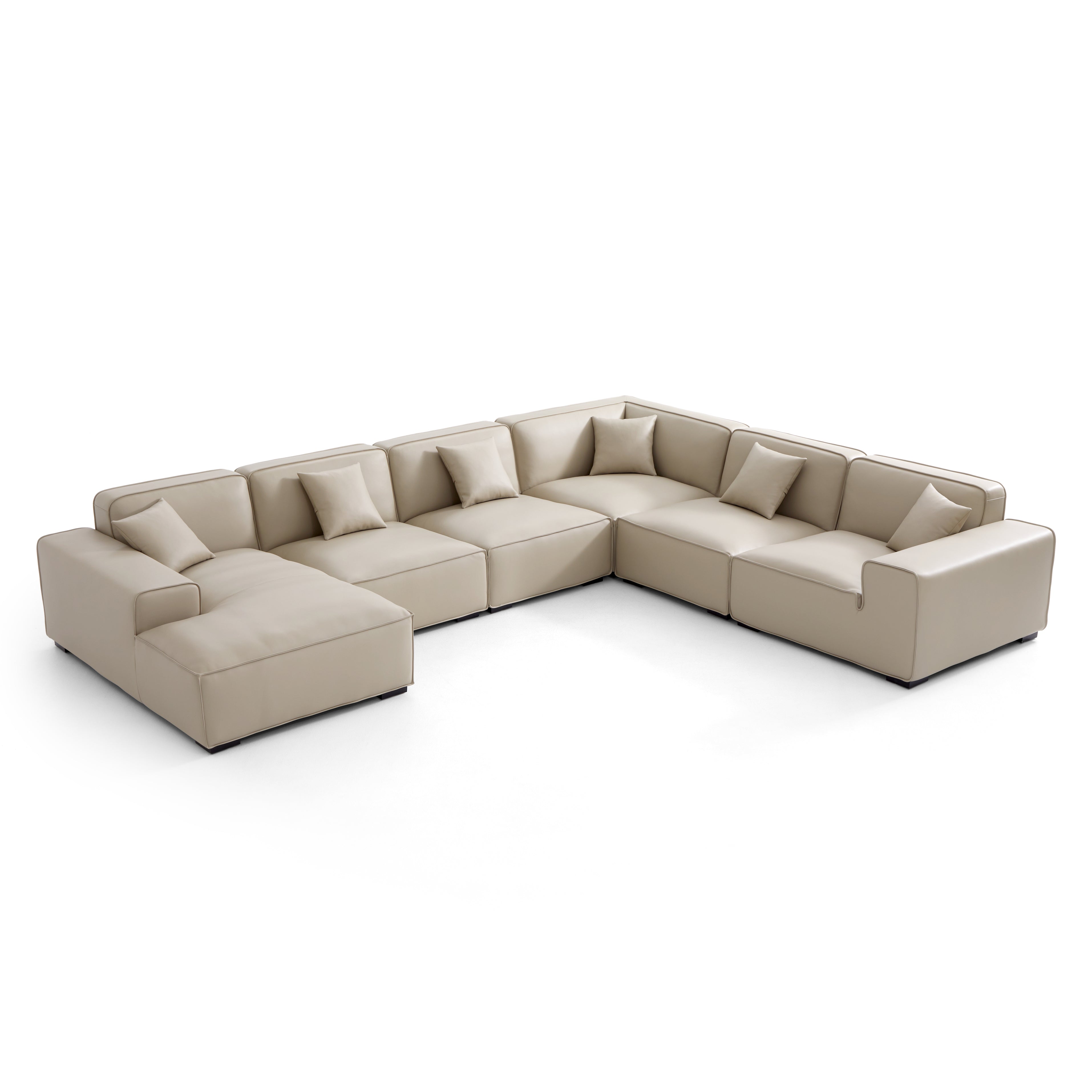 Domus Modular Beige Leather Sofa