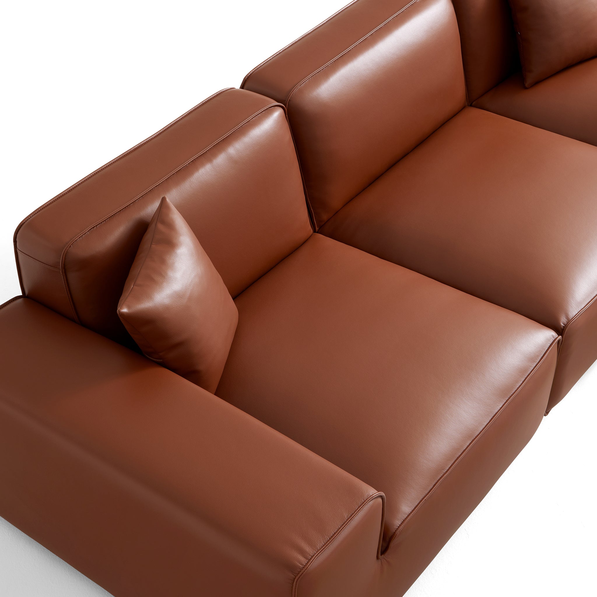 Domus Modular Brown Leather U-Shaped Sectional