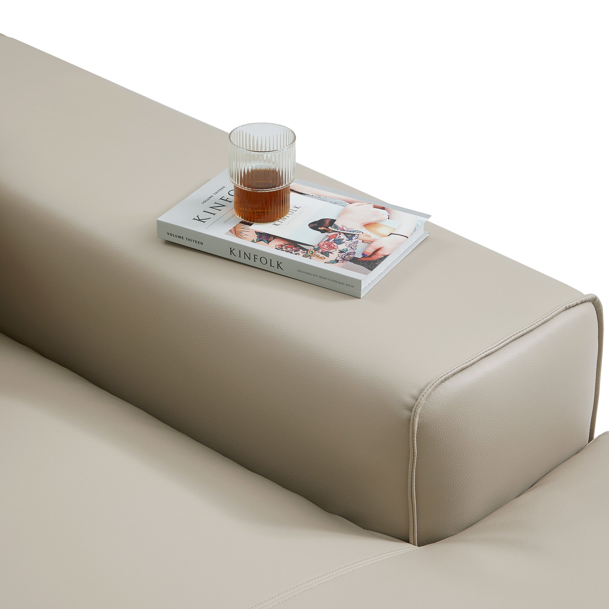 Domus Modular Beige Leather Sectional Sofa