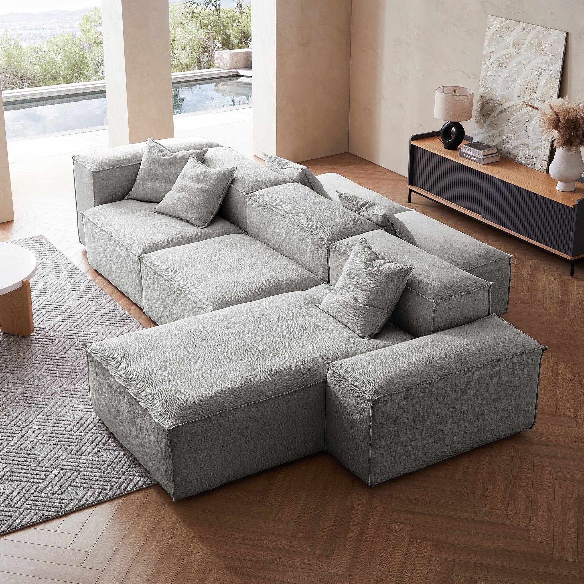 Freedom Modular Gray Double-Sided Sectional Sofa