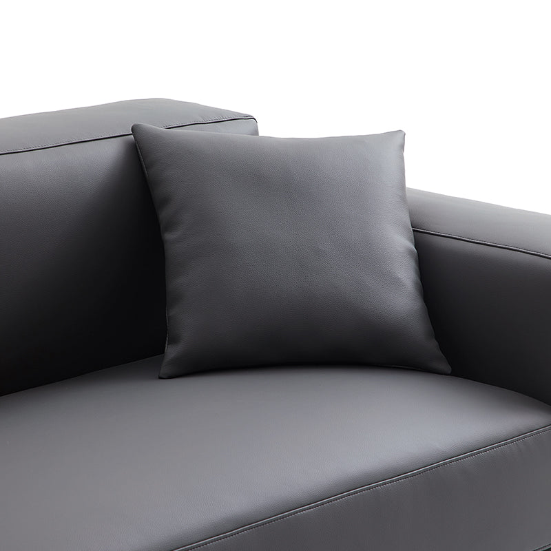 Noble Dark Gray Leather Sofa Set and Ottoman