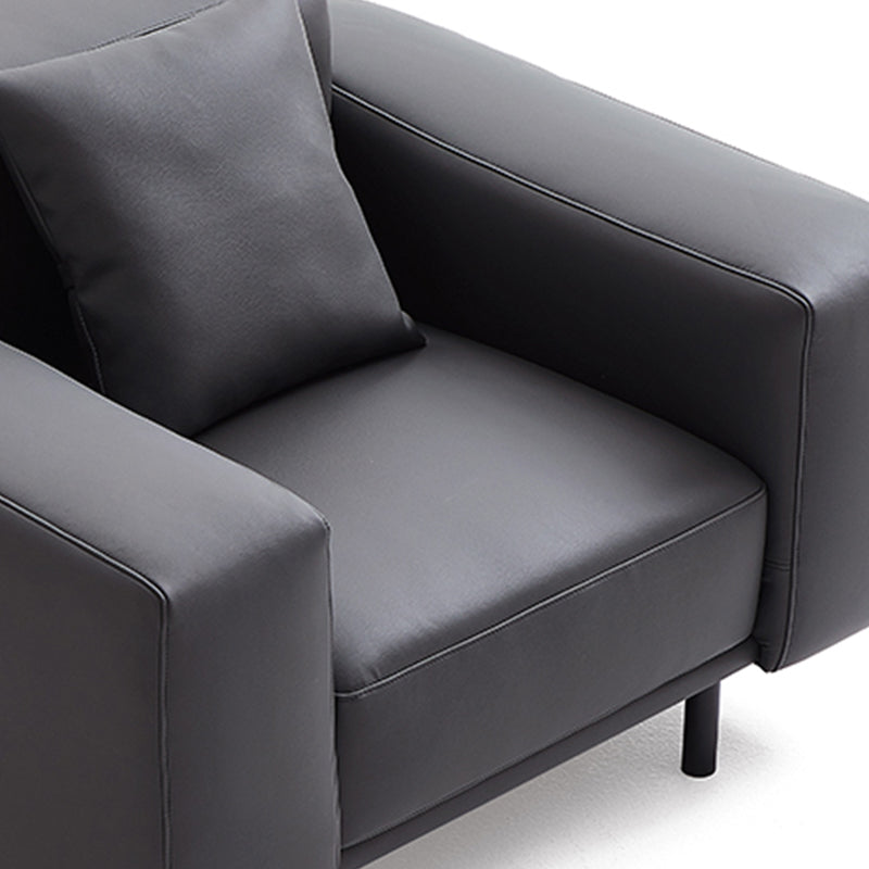 Noble Dark Gray Leather Armchair
