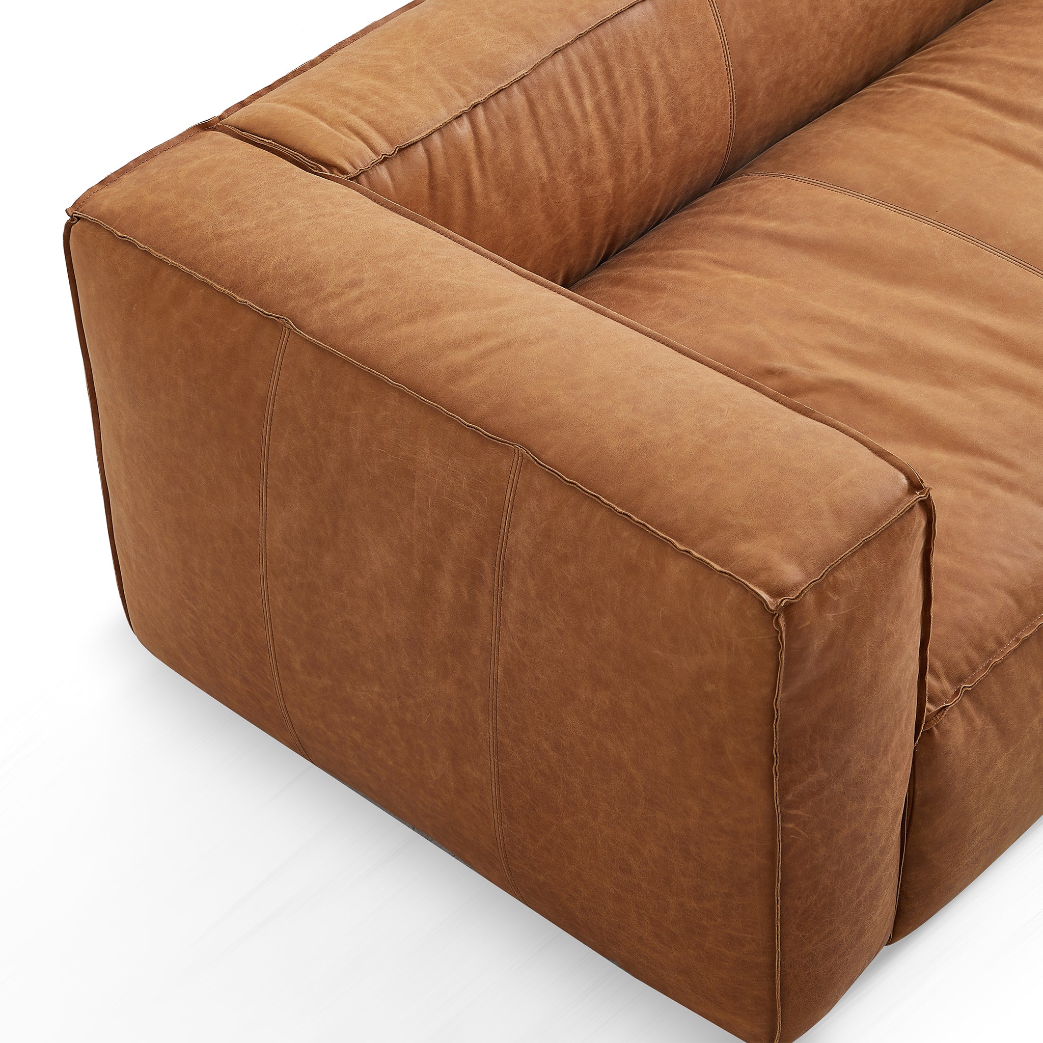 Rusty Tan Genuine Leather Tuxedo Sofa