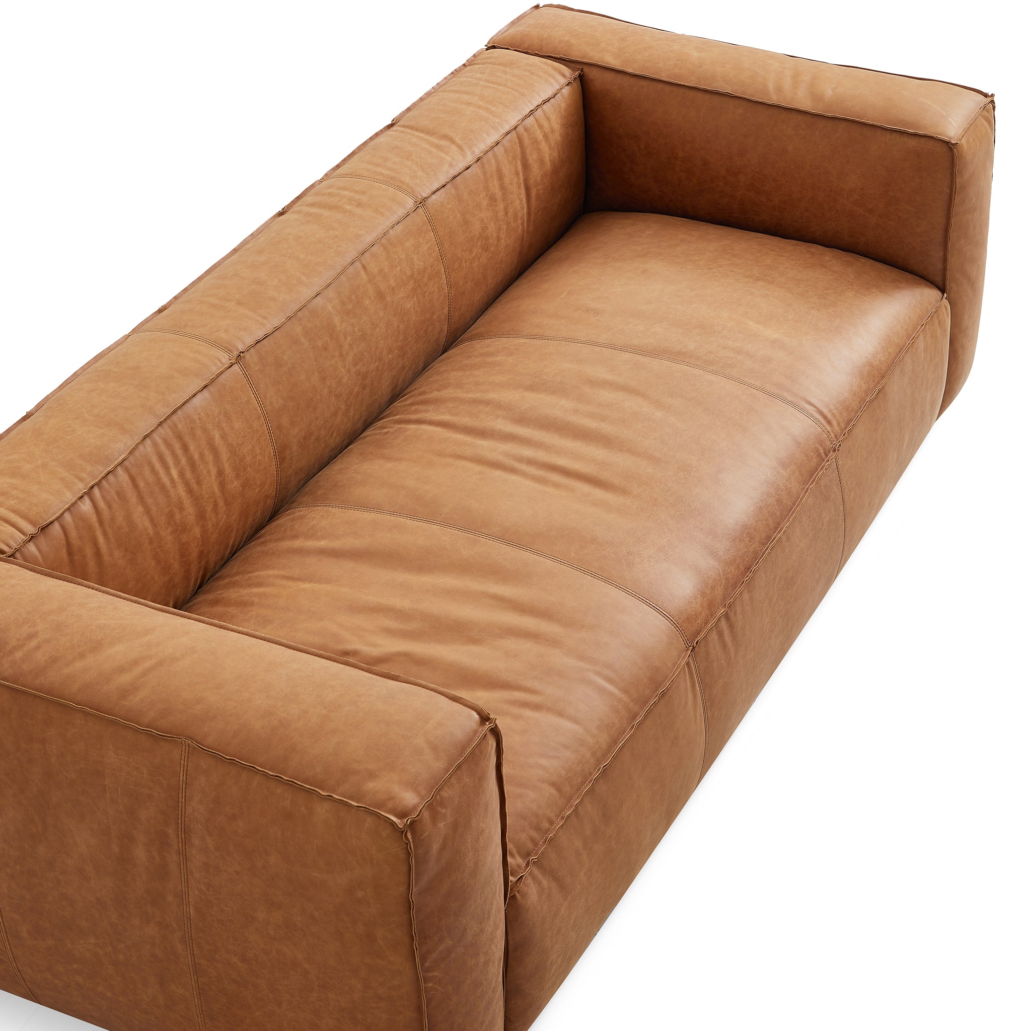 Rusty Tan Genuine Leather Tuxedo Sofa