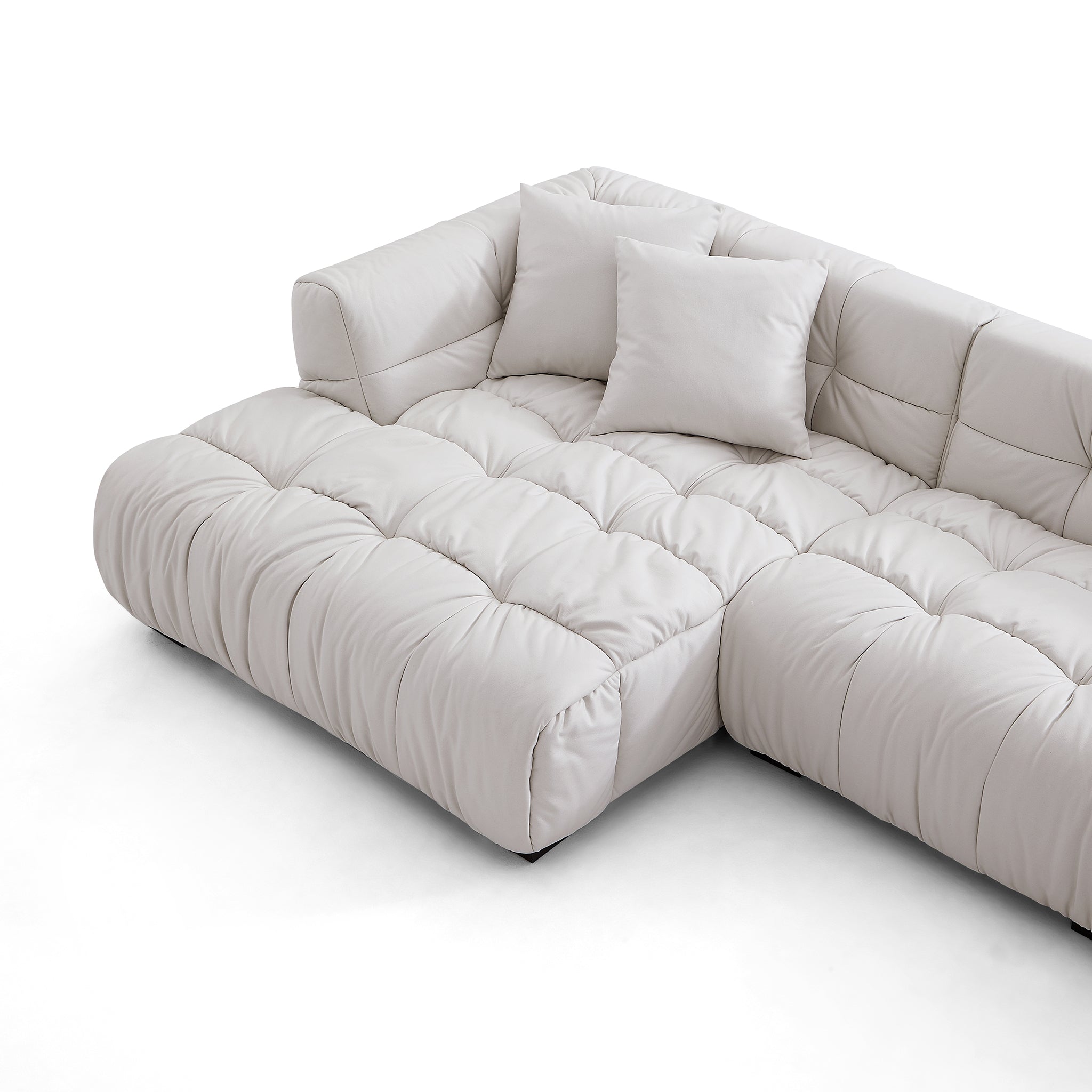 Boba Cream Leathaire Sectional Sofa