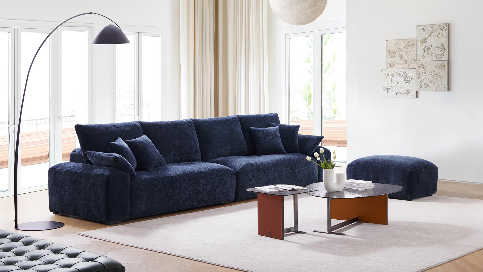 The Empress Navy Blue Sofa and Ottoman