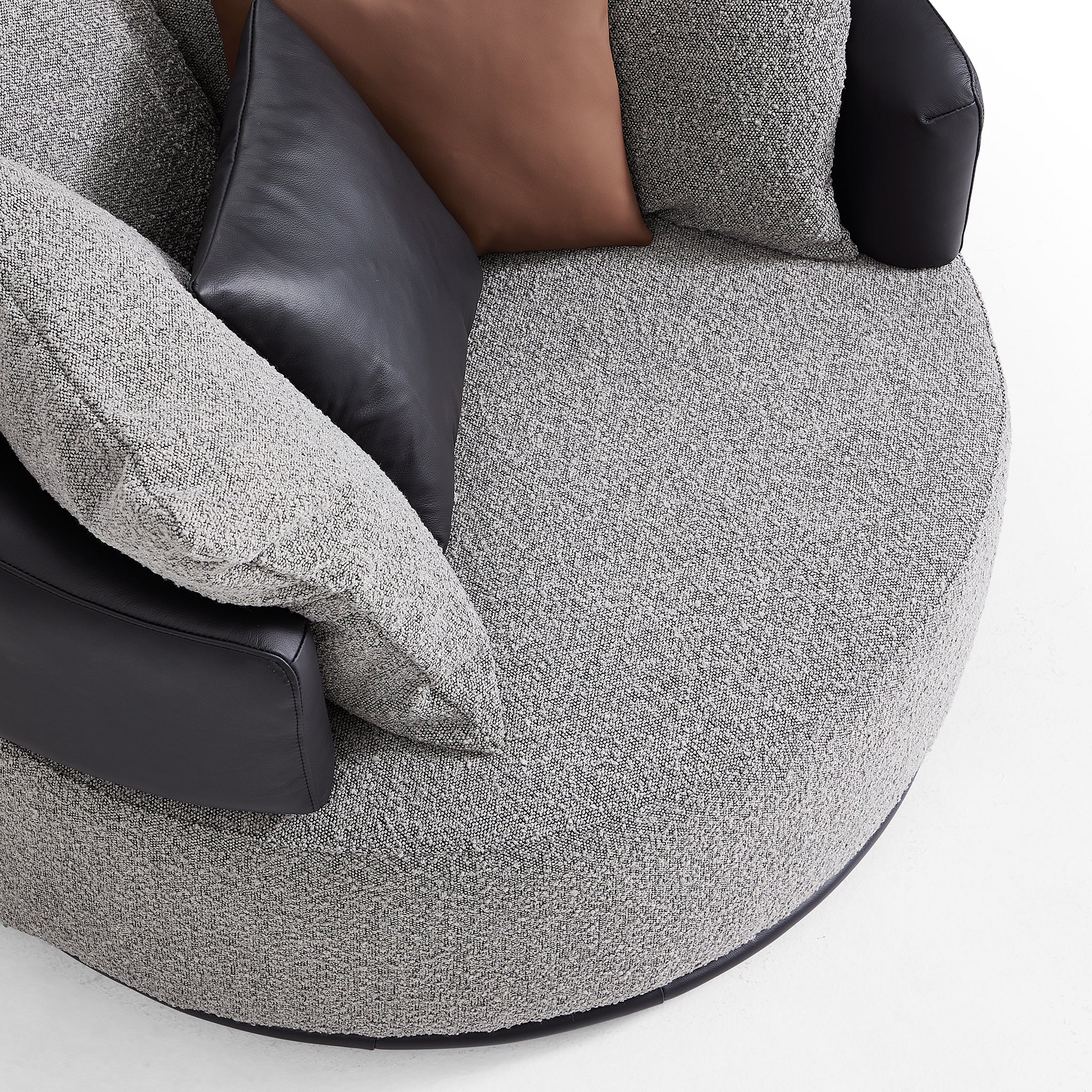 Luna Swivel Light Gray Boucle Fabric Lounge Chair