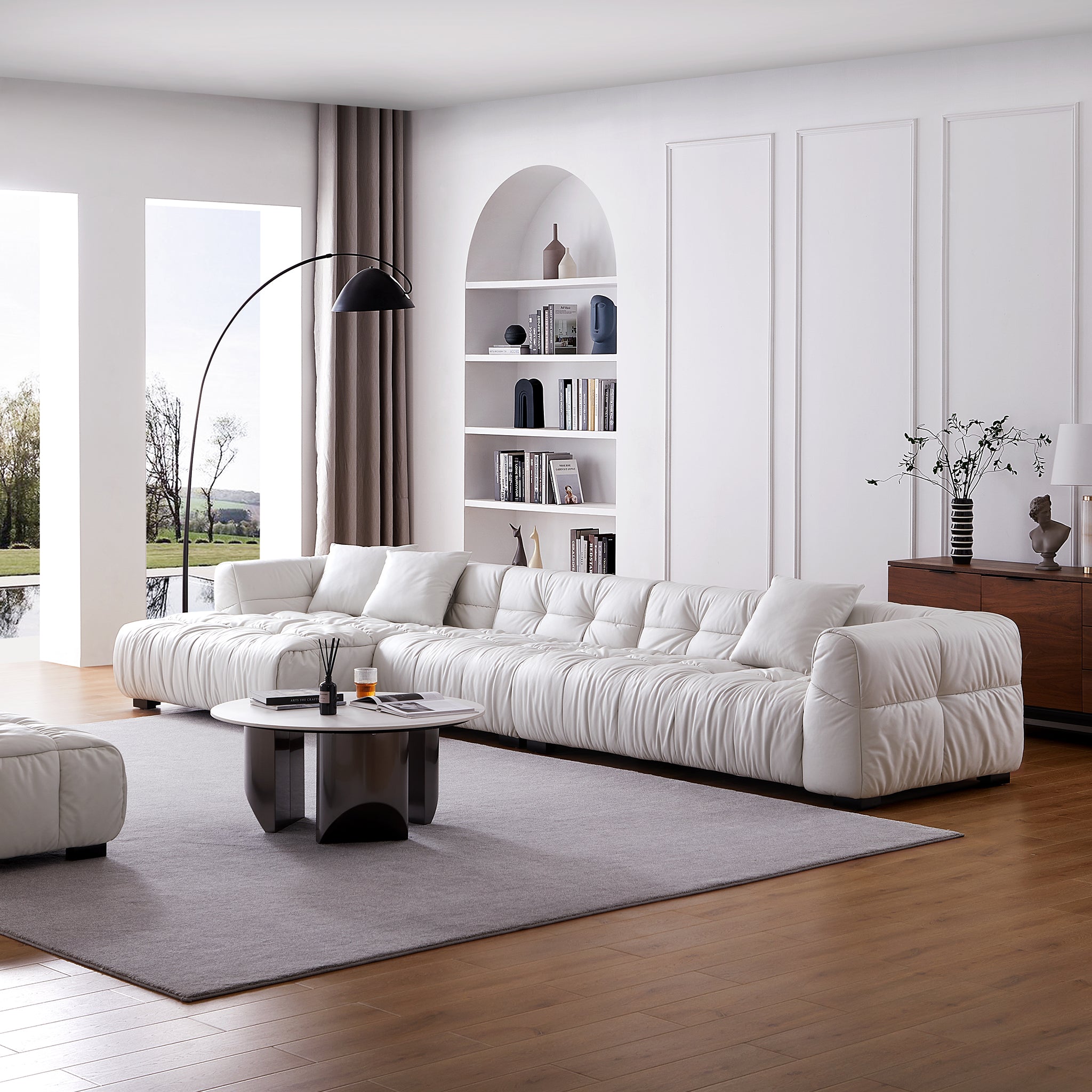 Boba Cream Leathaire Sectional Sofa