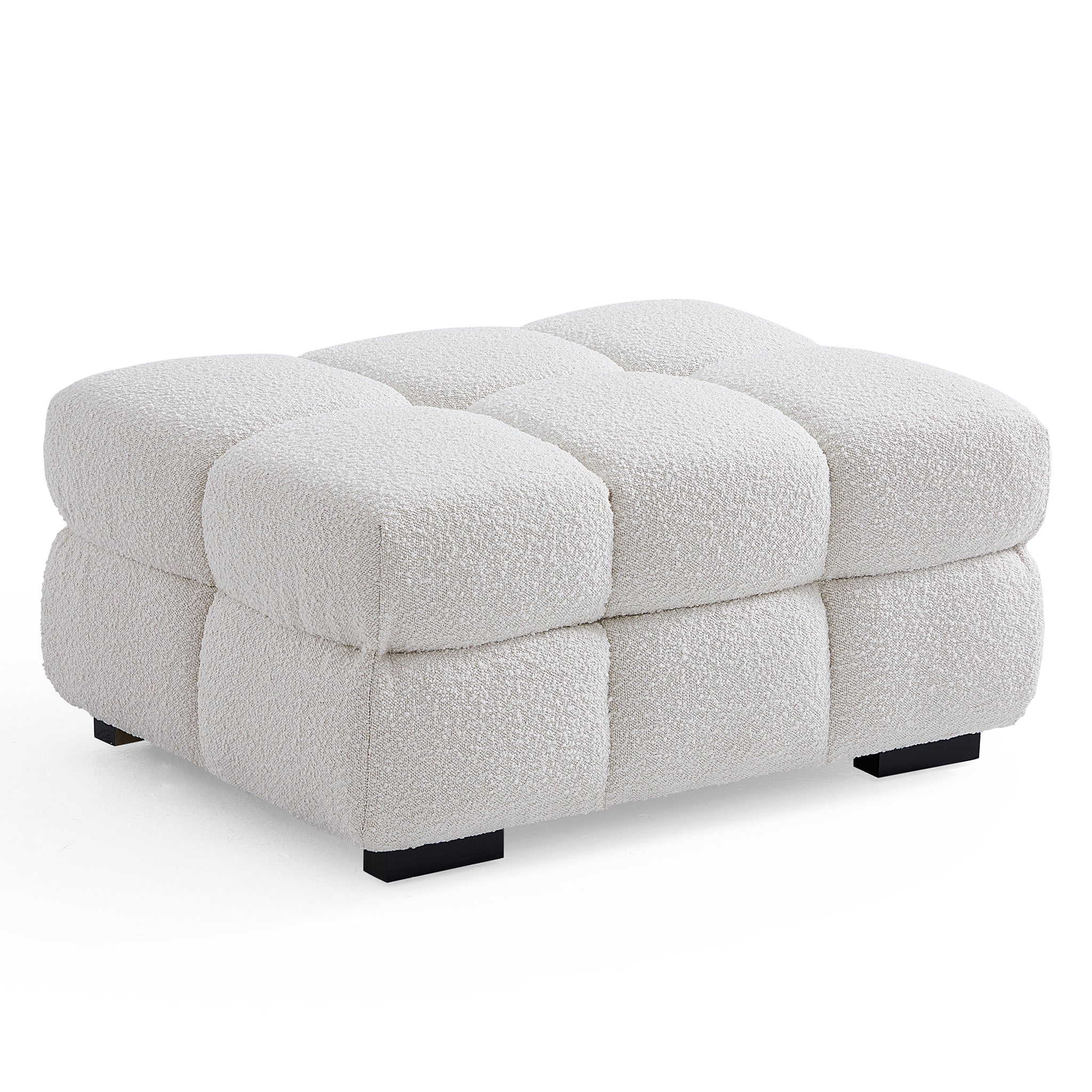 Cushy Cream Boucle Fabric Tufted Sofa Set
