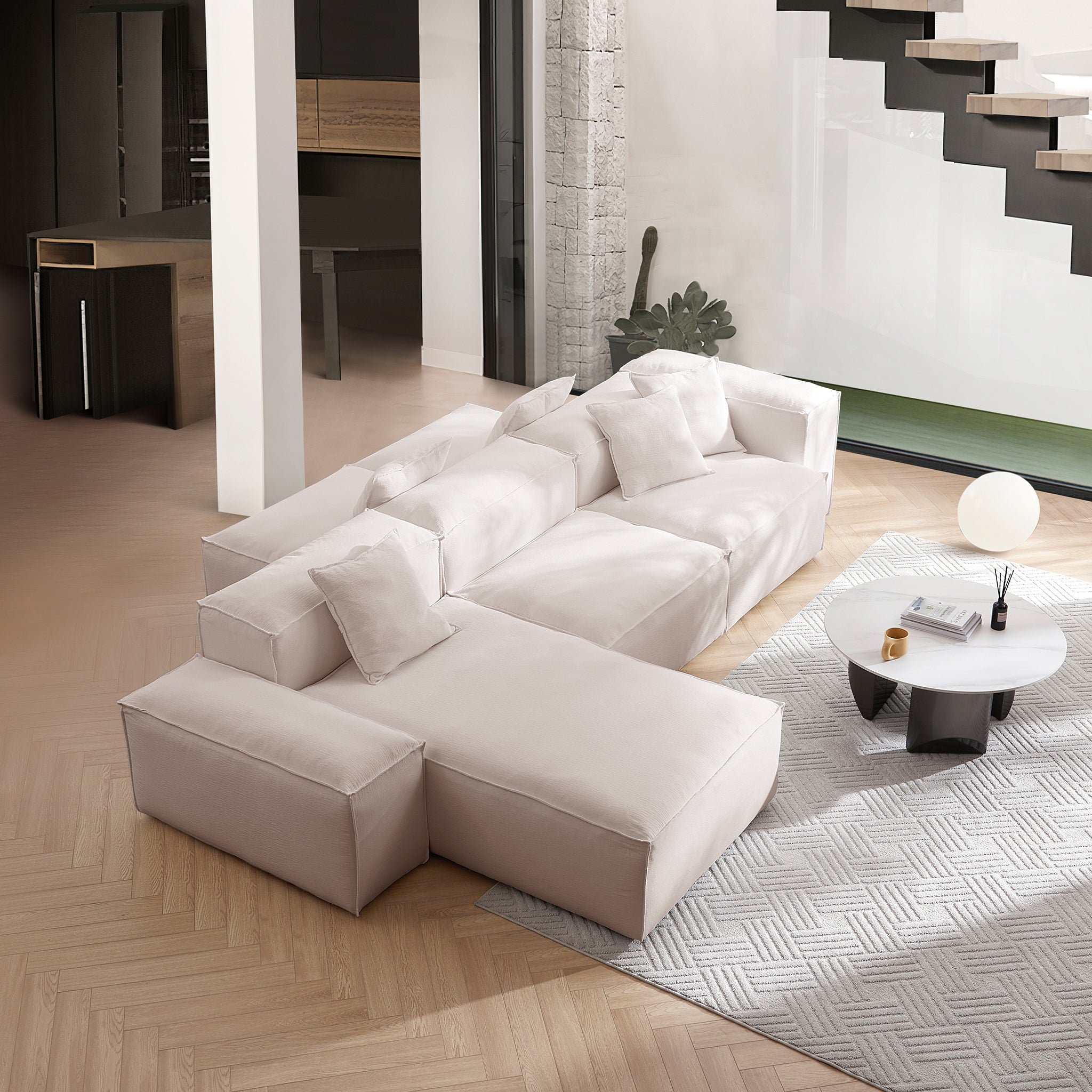 Freedom Modular Khaki Double-Sided Sectional Sofa