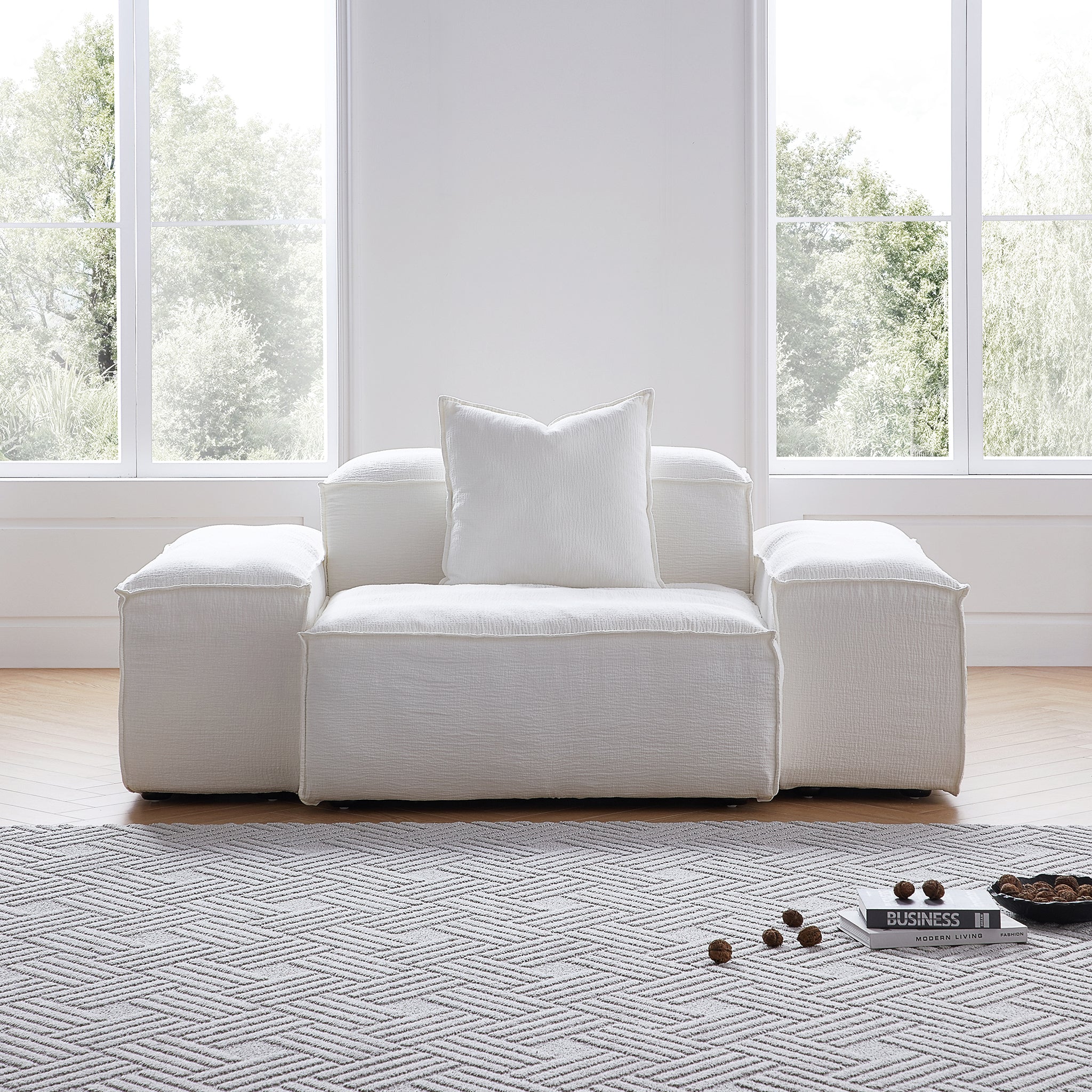 Freedom Modular White Accent Armchair