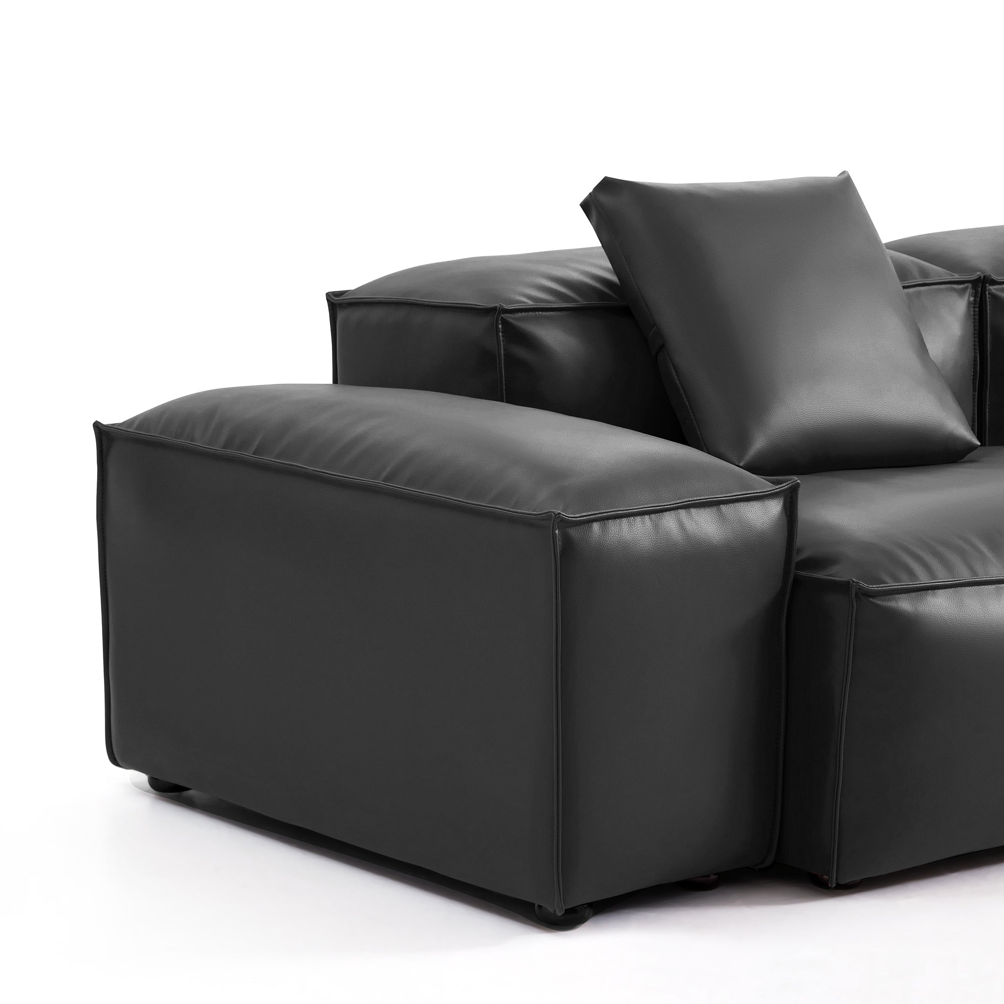 Flex Modular Black Genuine Leather Double-Sided Sectional